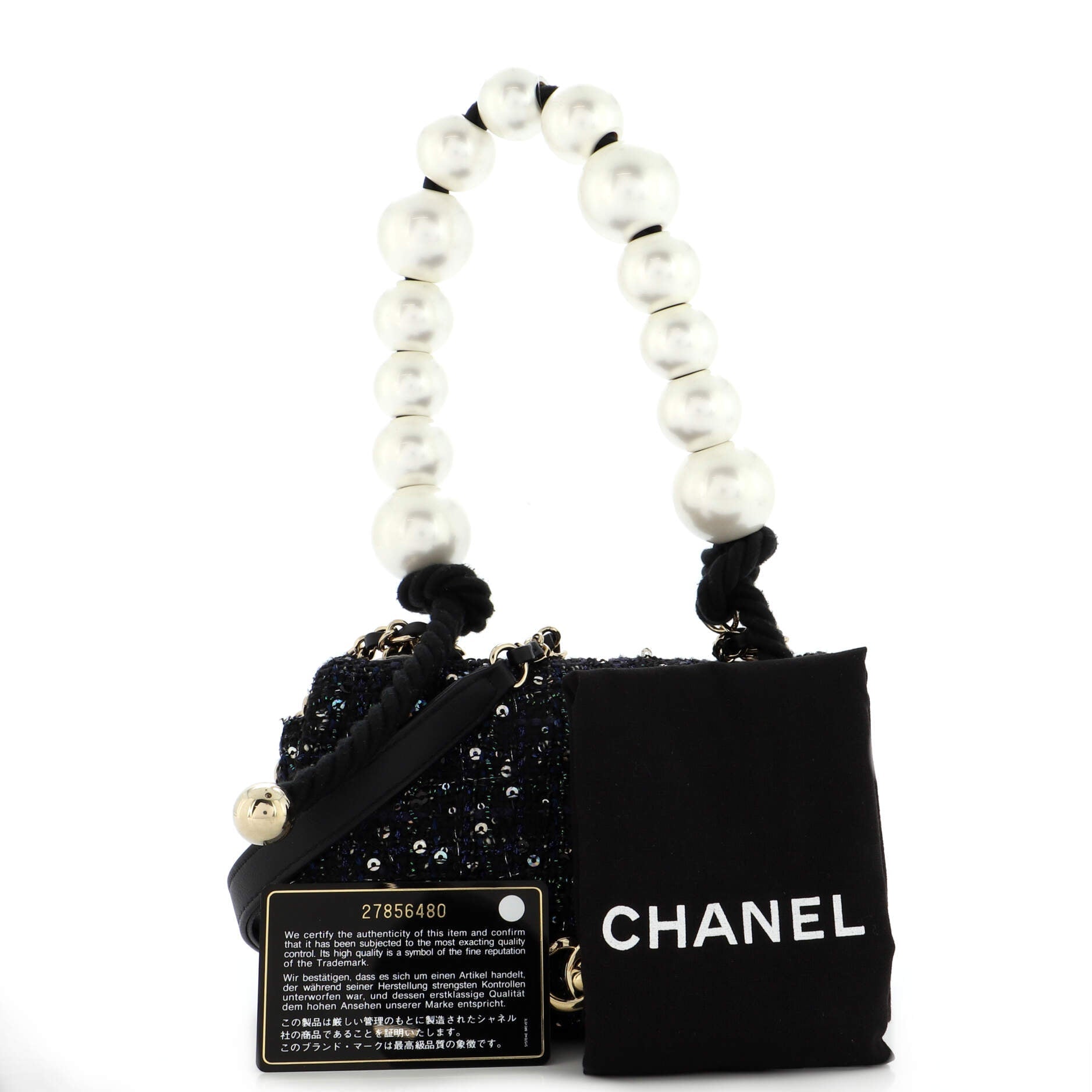 Pearl Handle Flap Bag Tweed Mini