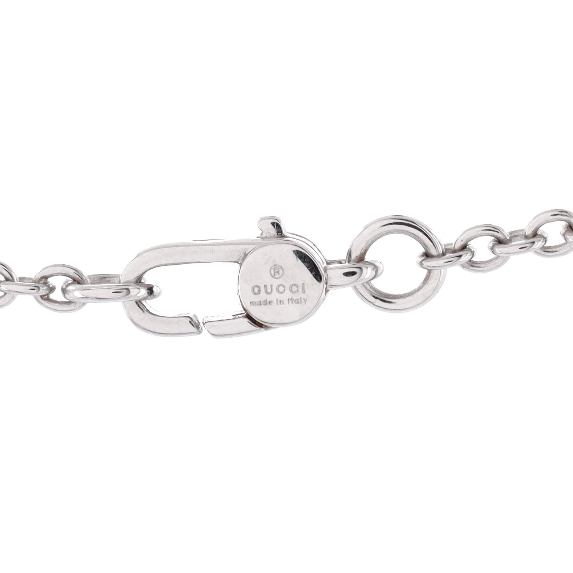 Horsebit Pendant Necklace 18K White Gold with Blue Topaz and Diamonds