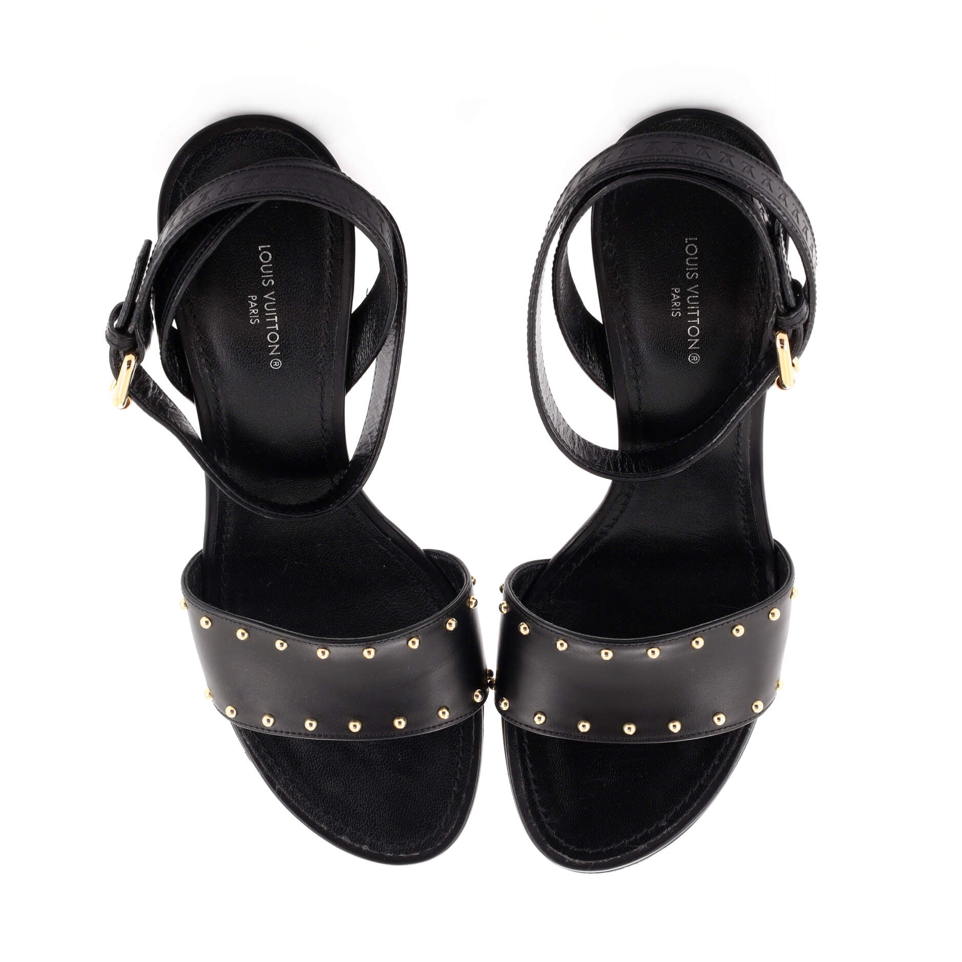 Women's Silhouette Heeled Sandals Leather with Monogram Canvas
