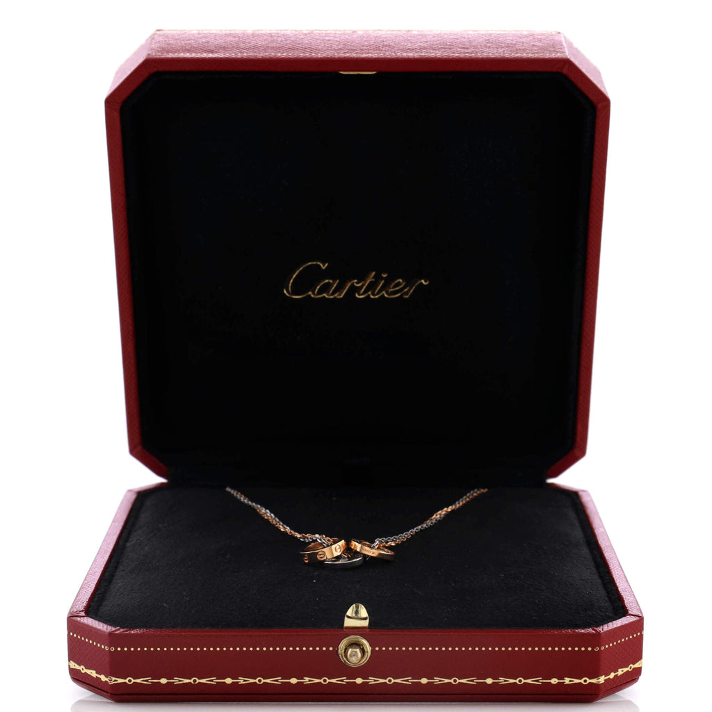 Love 3 Ring Pendant Necklace 18K Rose Gold and 18K White Gold with 6 Diamonds