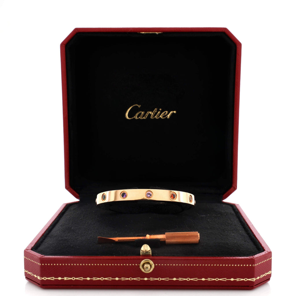 Love 10 Stone Bracelet 18K Rose Gold with Garnet, Amethyst and Sapphire