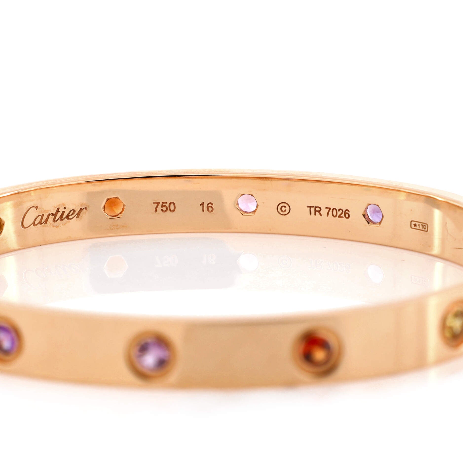 Love 10 Stone Bracelet 18K Rose Gold with Garnet, Amethyst and Sapphire