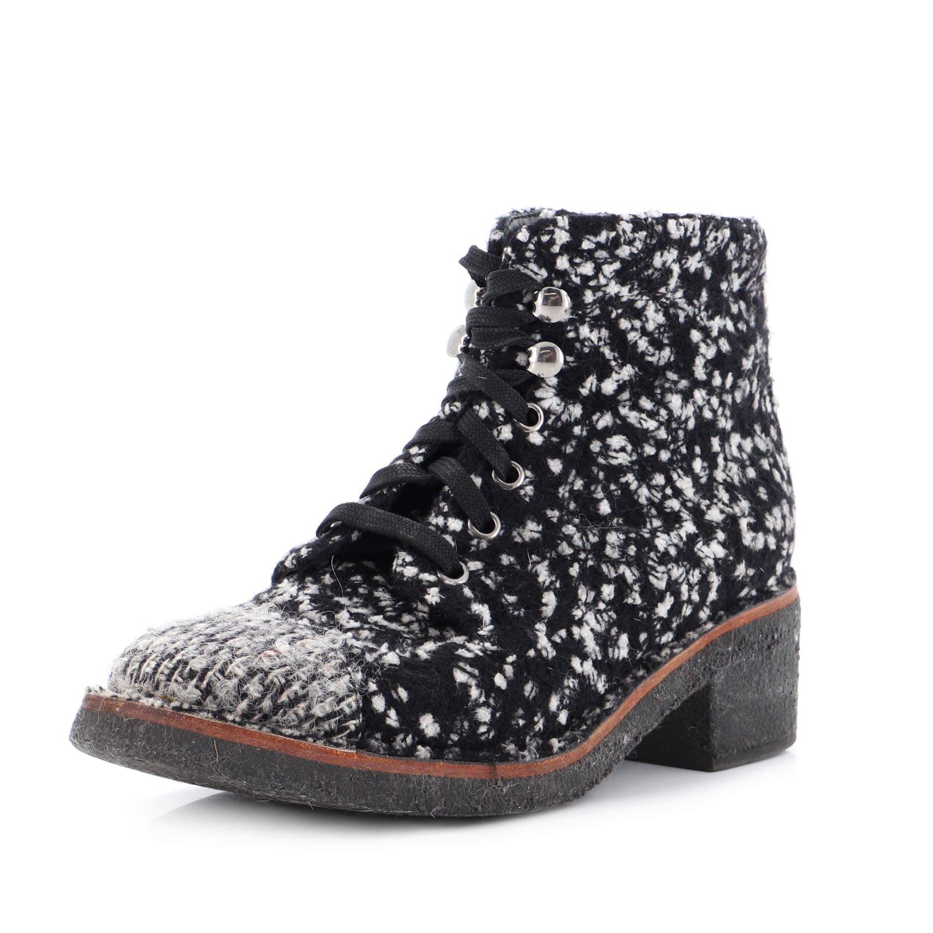 Women's Lace Up Combat Boots Tweed