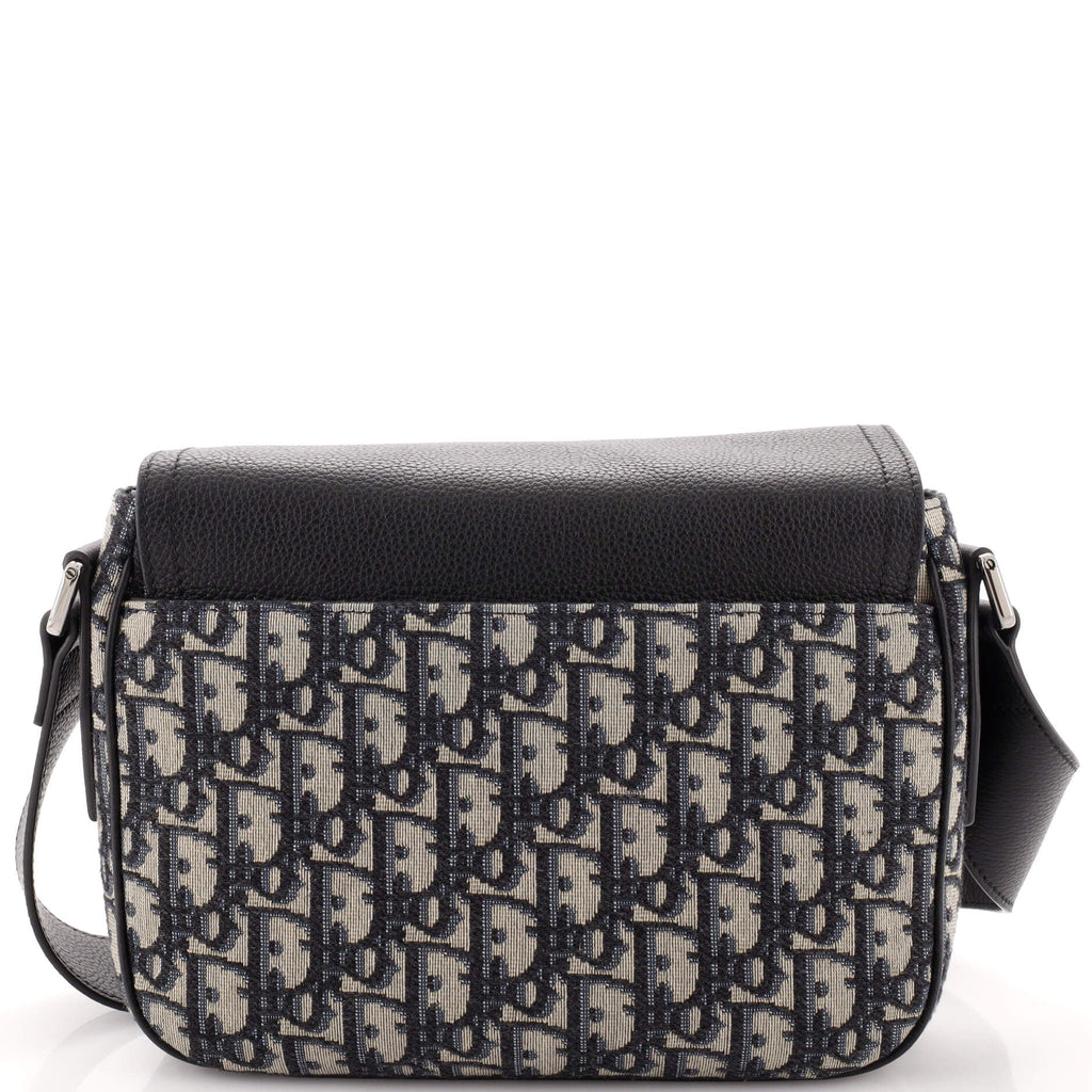 Saddle Flap Messenger Bag Oblique Canvas and Leather Mini