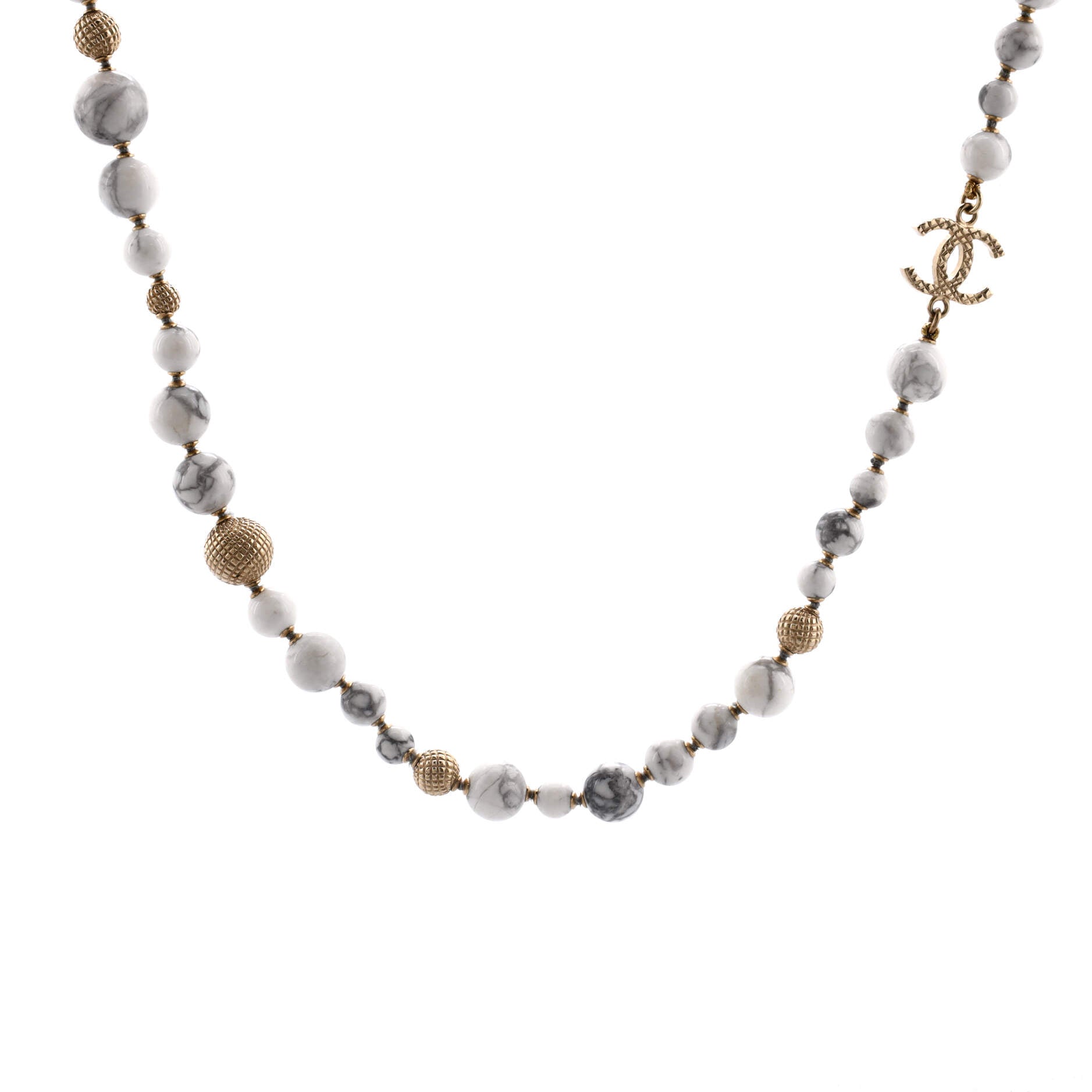 CC Station Long Necklace Ruthenium with Resin and Faux Pearls