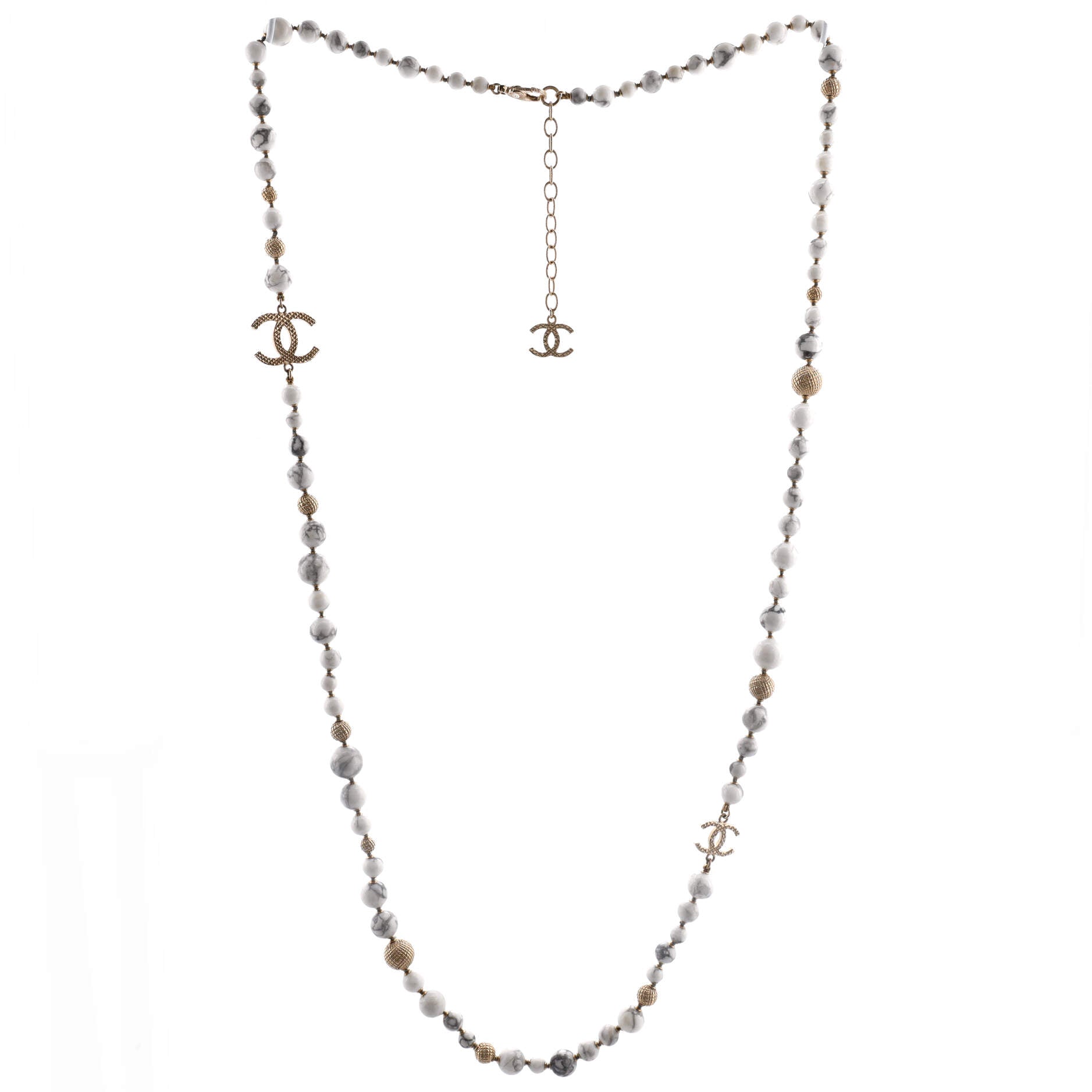 CC Station Long Necklace Ruthenium with Resin and Faux Pearls