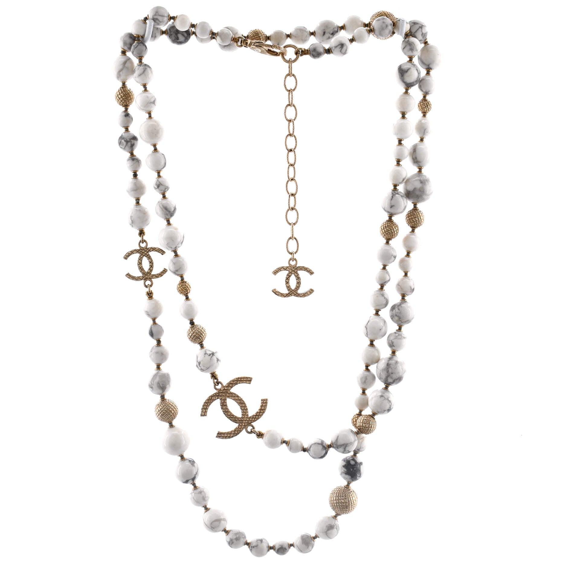 CC Station Long Necklace Ruthenium with Resin and Faux Pearls