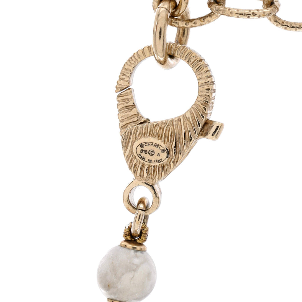 CC Station Long Necklace Ruthenium with Resin and Faux Pearls