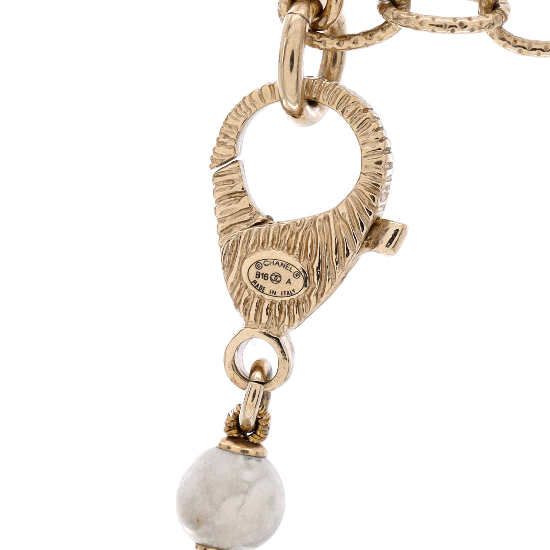 CC Station Long Necklace Ruthenium with Resin and Faux Pearls