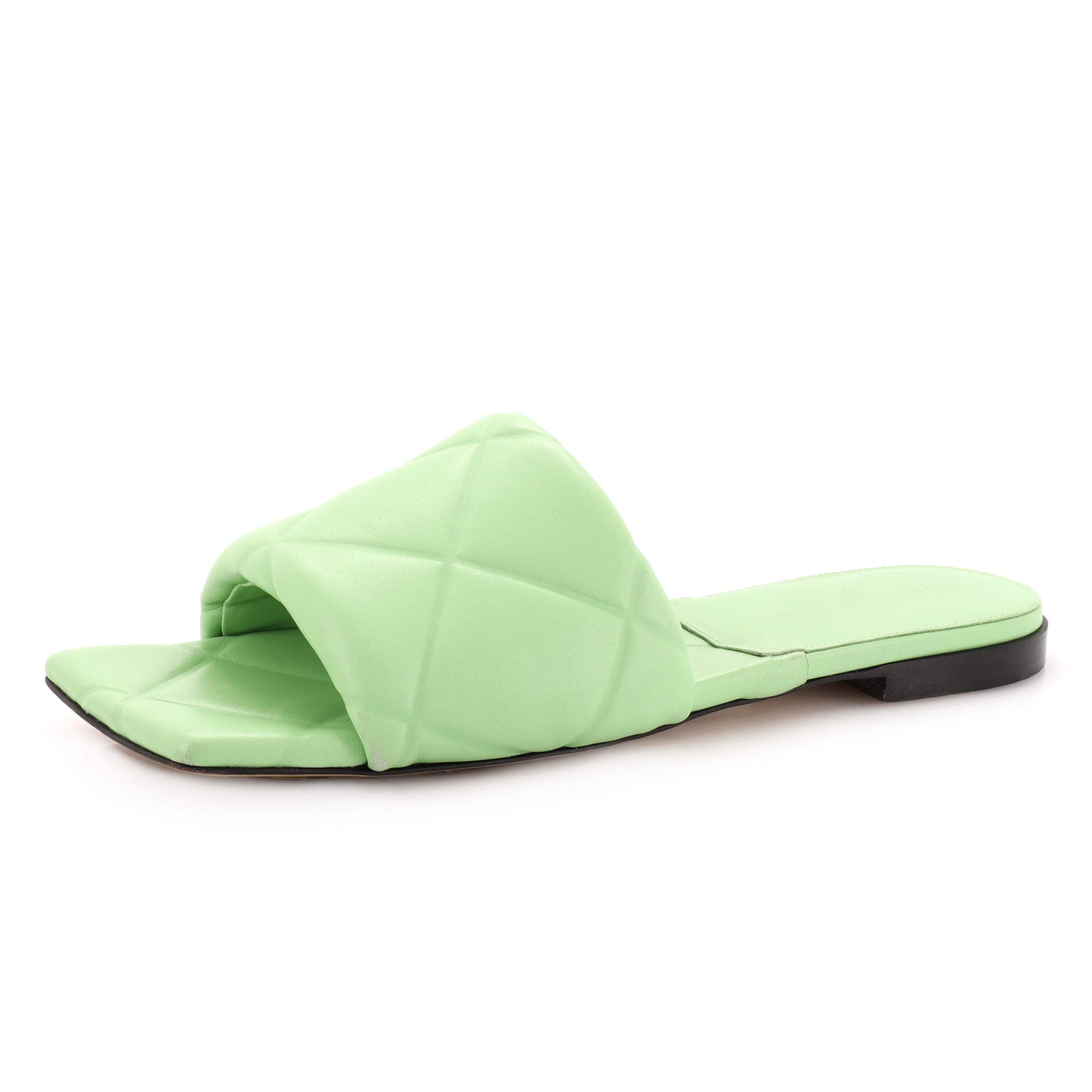 Women's Rubber Lido Flat Sandals Quilted Embossed Leather