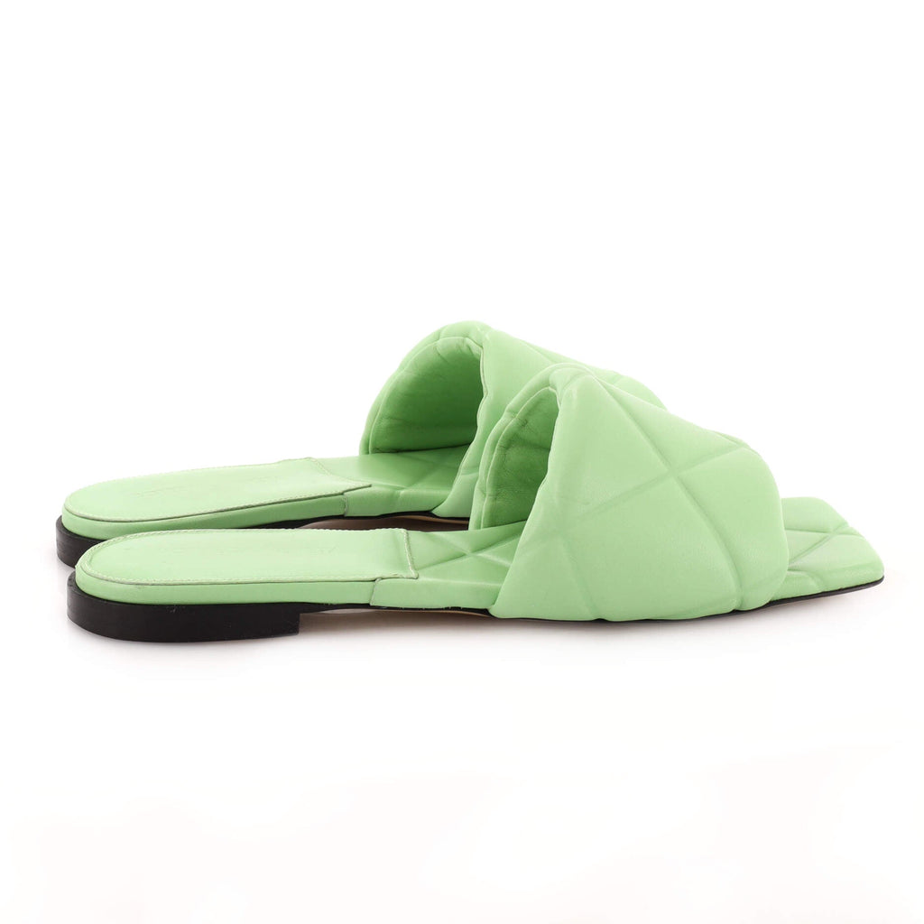 Women's Rubber Lido Flat Sandals Quilted Embossed Leather