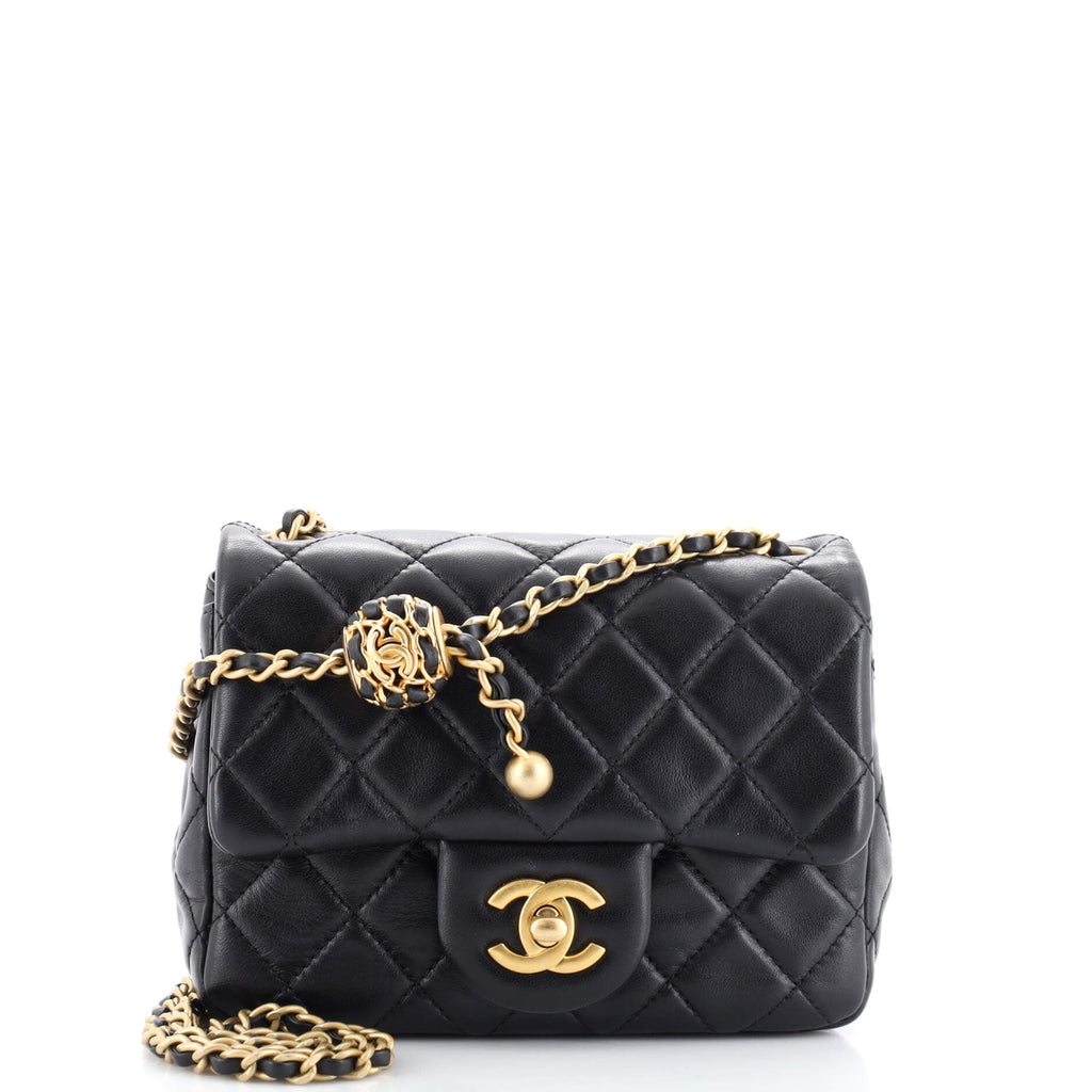 Pearl Crush Square Flap Bag Quilted Lambskin Mini