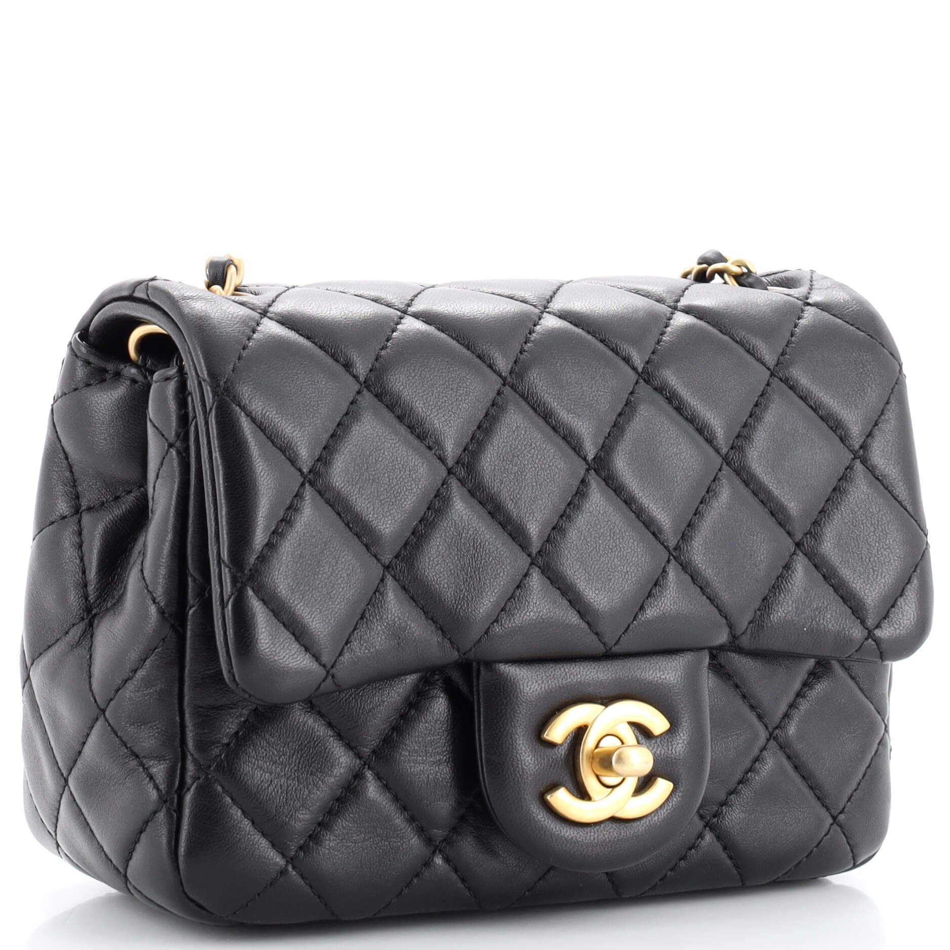 Pearl Crush Square Flap Bag Quilted Lambskin Mini