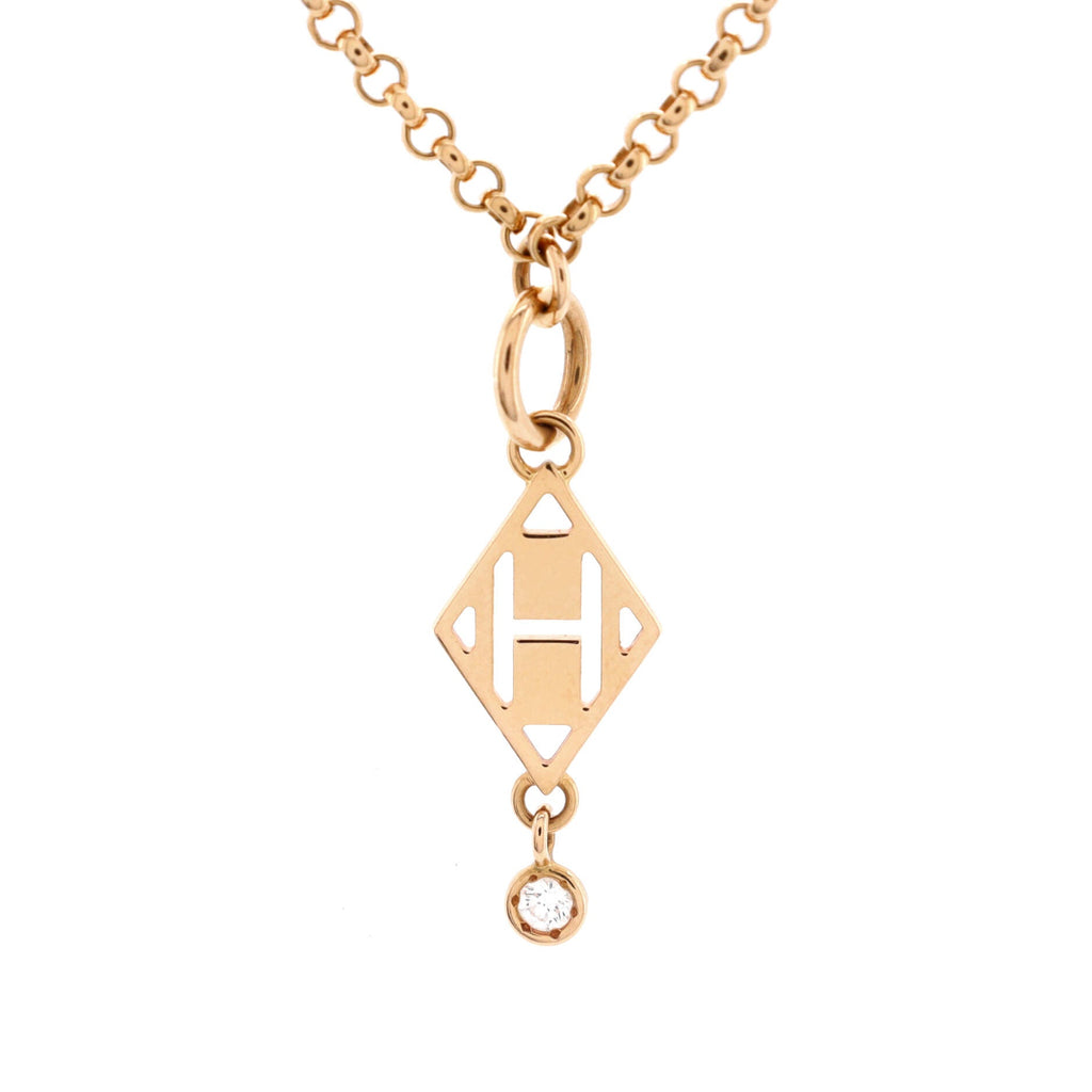 Gambade H Pendant Necklace 18K Rose Gold with Diamond