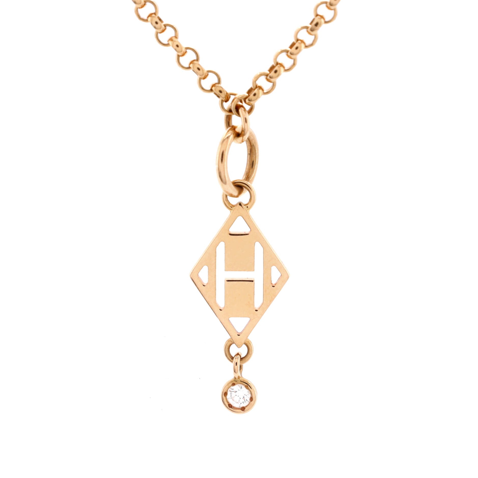 Gambade H Pendant Necklace 18K Rose Gold with Diamond