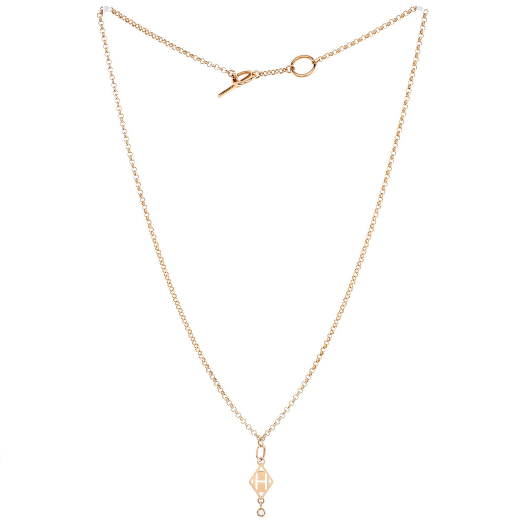Gambade H Pendant Necklace 18K Rose Gold with Diamond