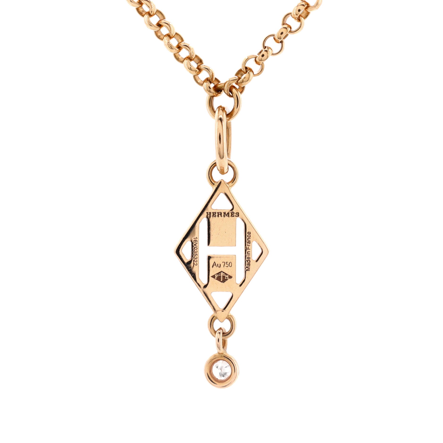 Gambade H Pendant Necklace 18K Rose Gold with Diamond