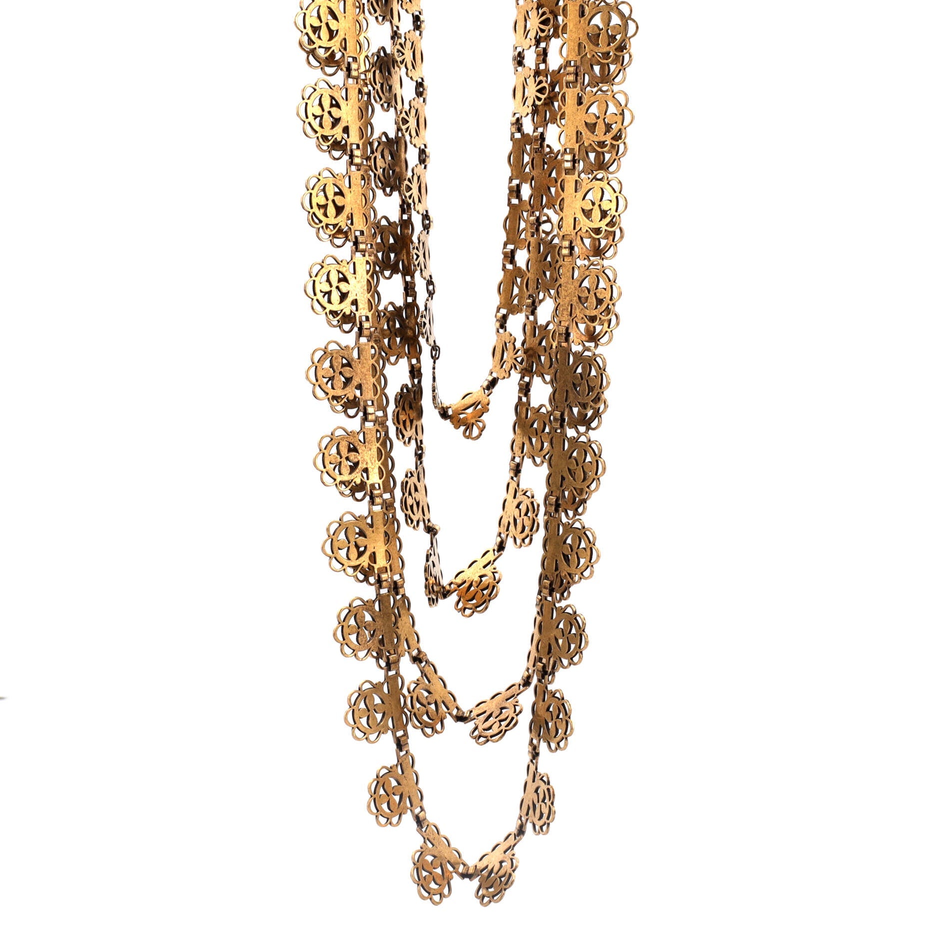 Ram Head Multistrand Ornate Chain Necklace Metal