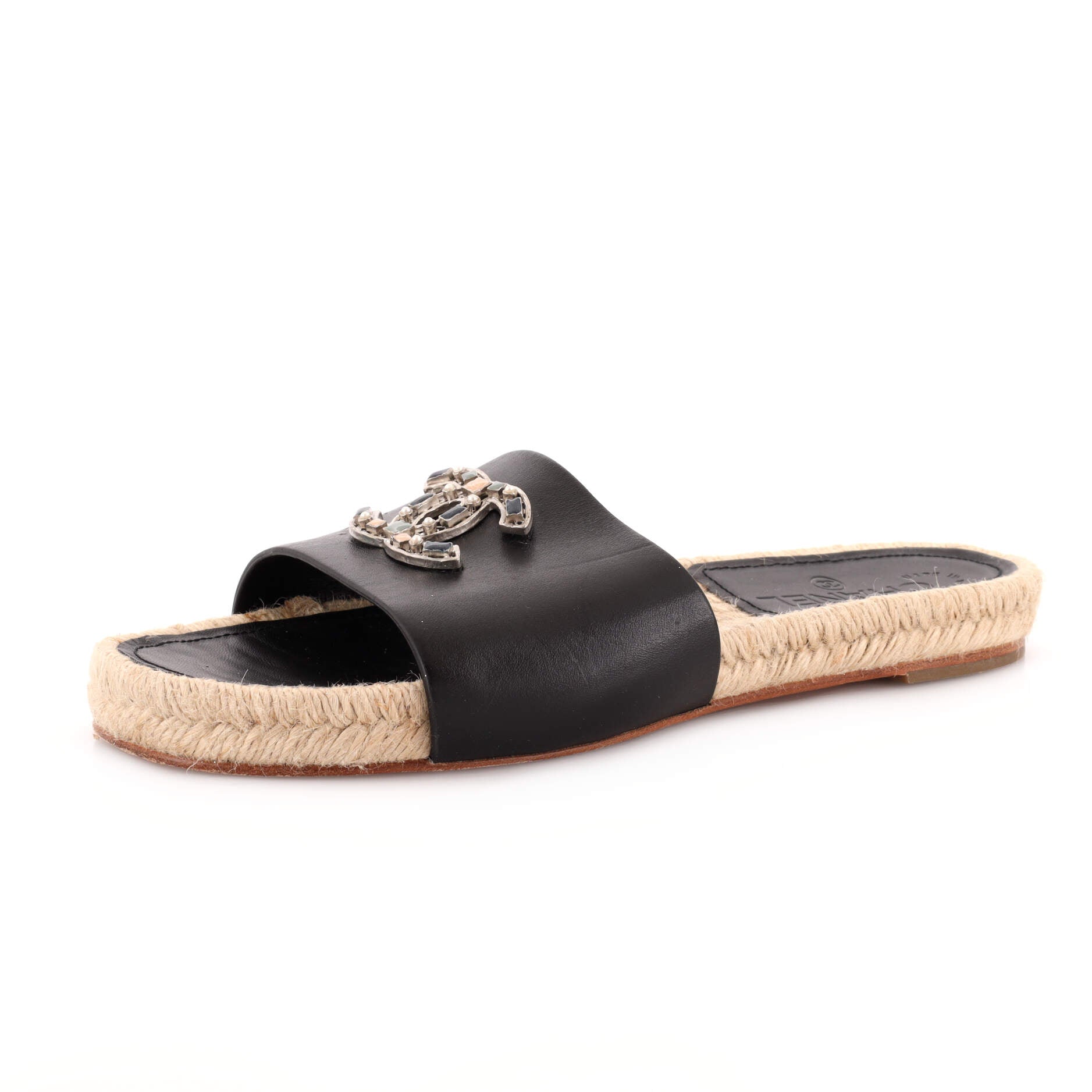 Women's CC Espadrille Slide Sandals Embellished Leather