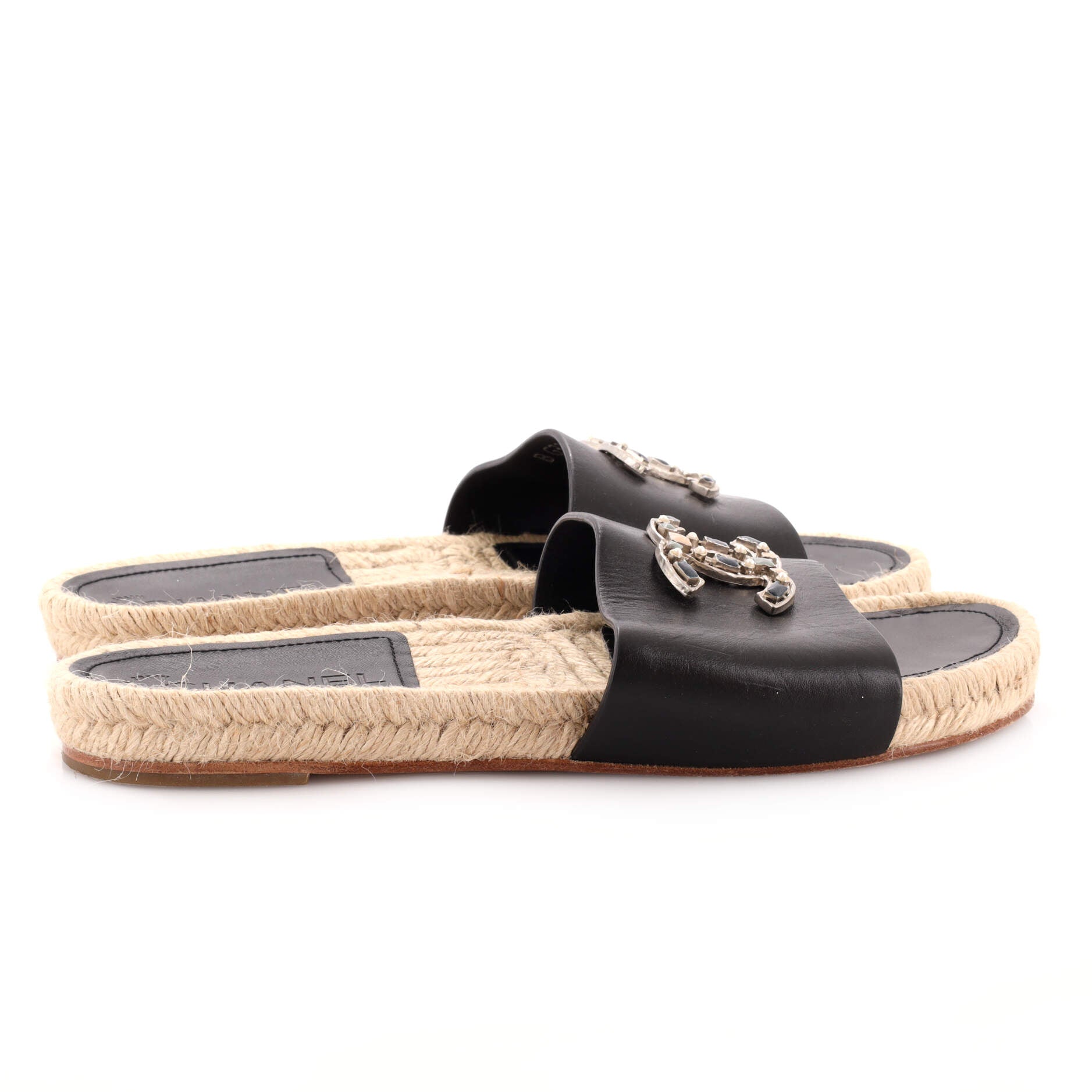 Women's CC Espadrille Slide Sandals Embellished Leather