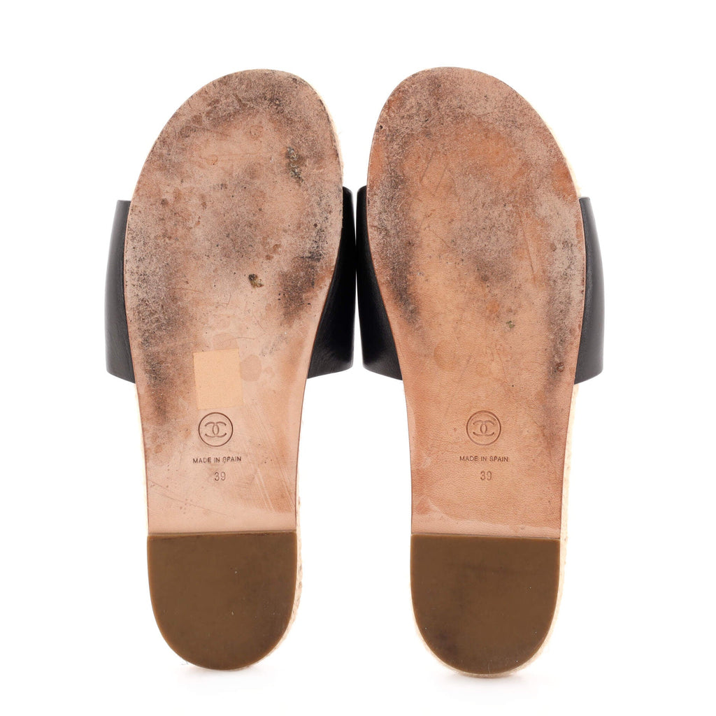 Women's CC Espadrille Slide Sandals Embellished Leather