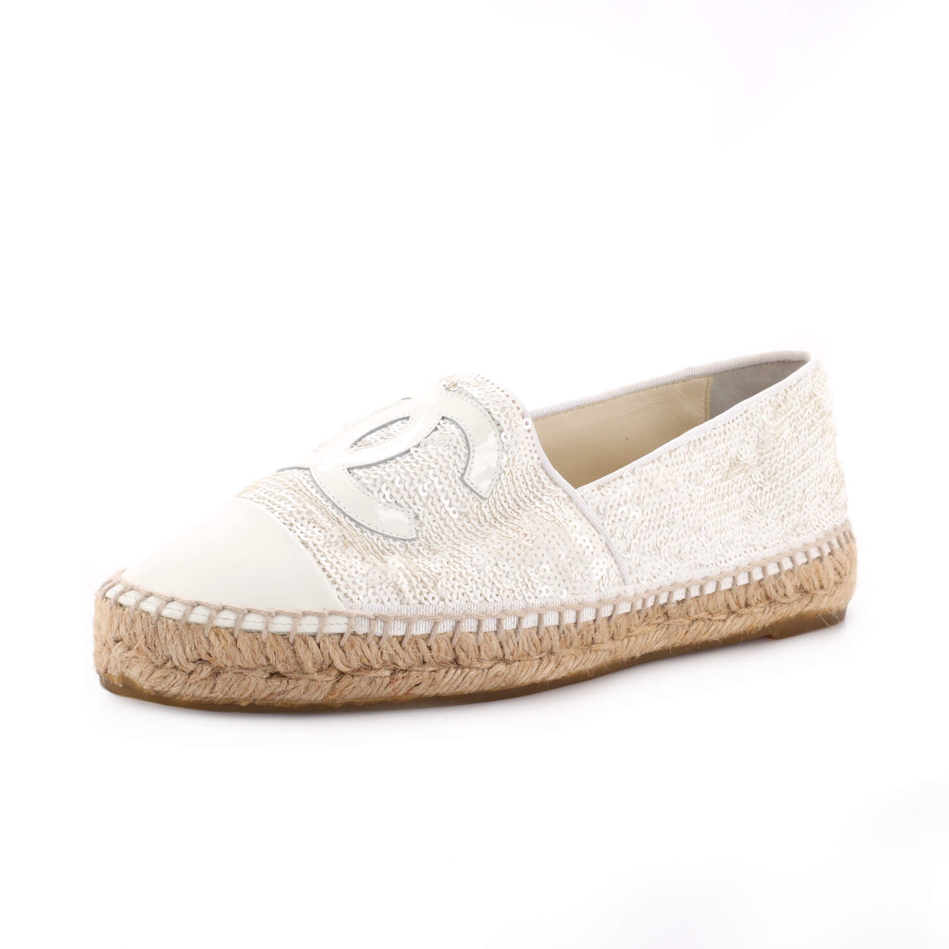 Women's CC Cap Toe Espadrilles Sequins with Patent