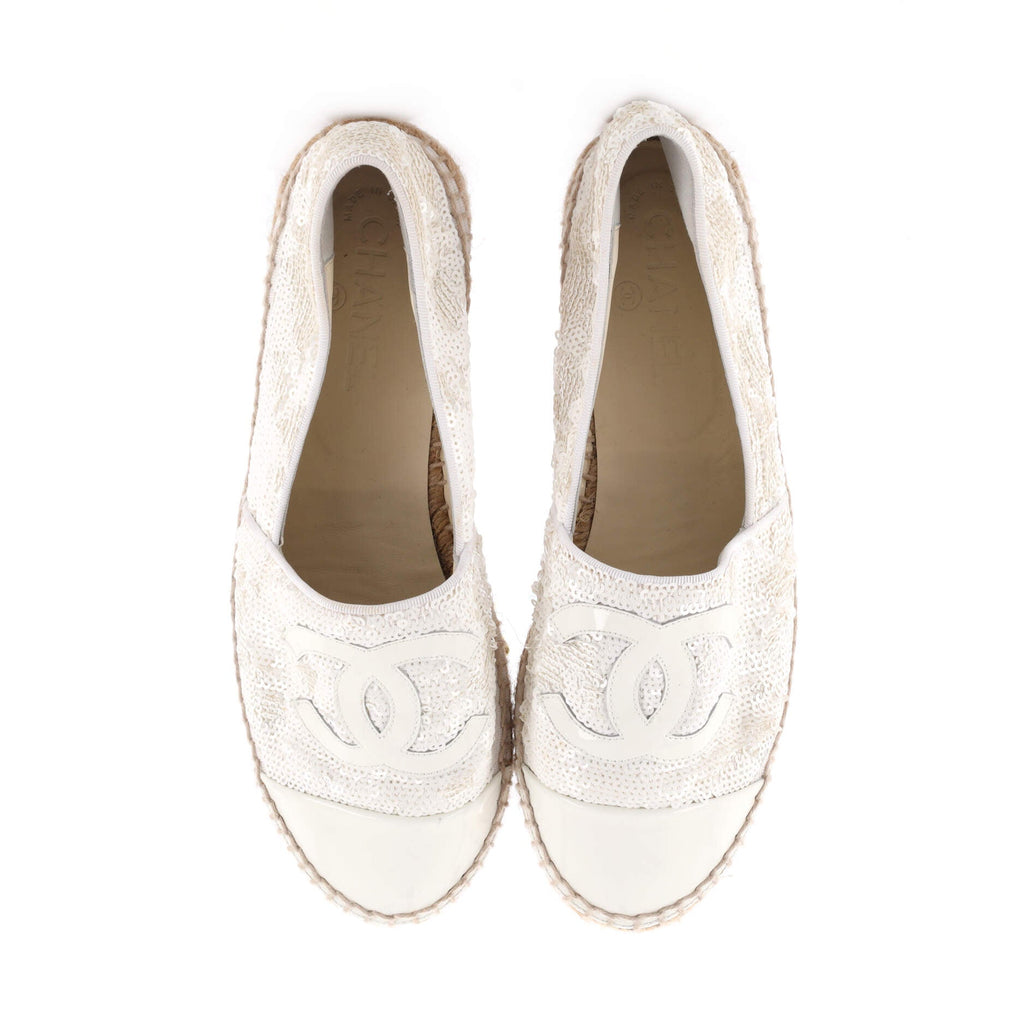 Women's CC Cap Toe Espadrilles Sequins with Patent