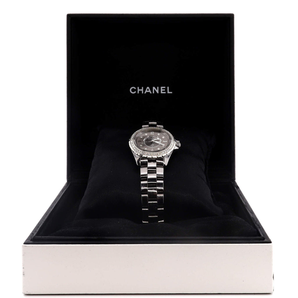 J12 Chromatic Quartz Watch Titanium and Ceramic with Diamond Bezel and Markers 33