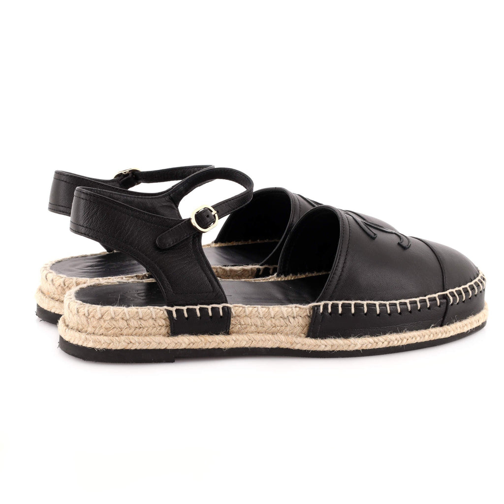 Women's CC Cap Toe Ankle Strap Espadrilles Leather