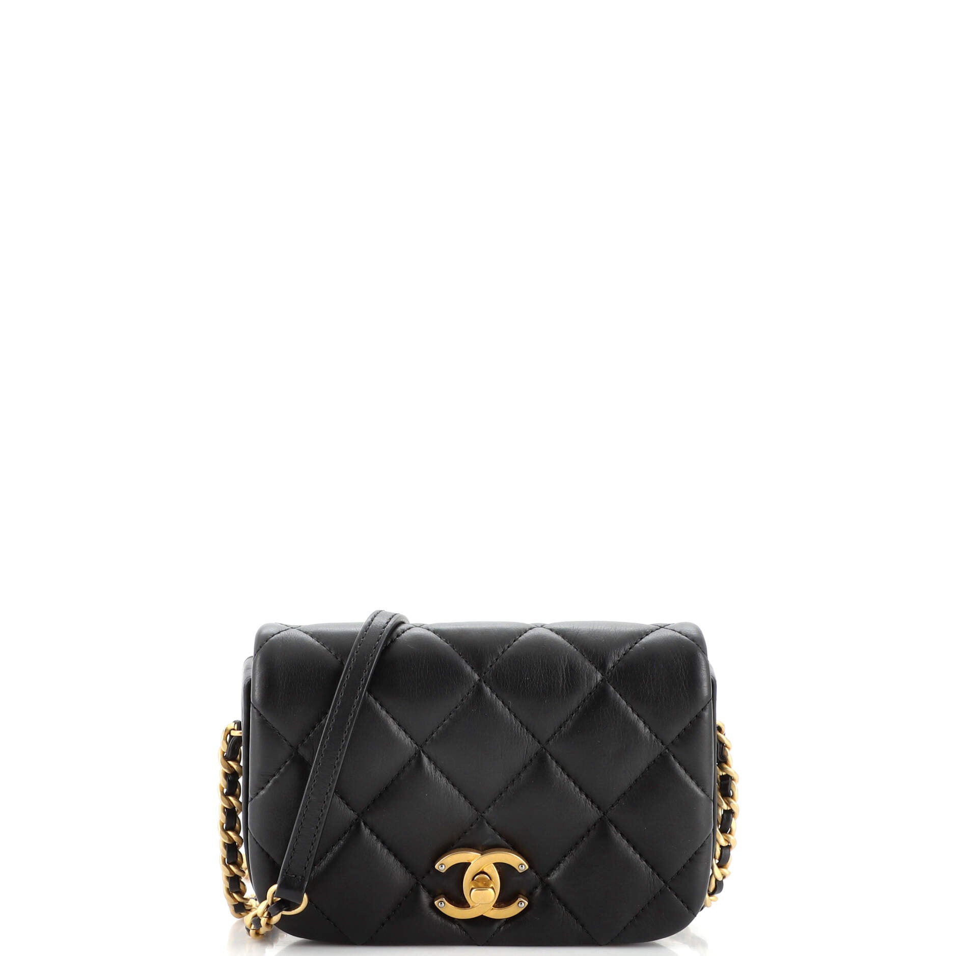 Nailed CC Full Flap Bag Quilted Calfskin Mini