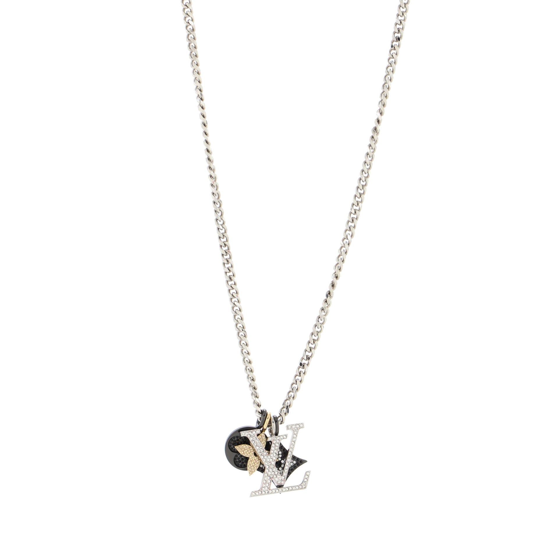 LV Instinct Pendant Necklace Metal and Crystal