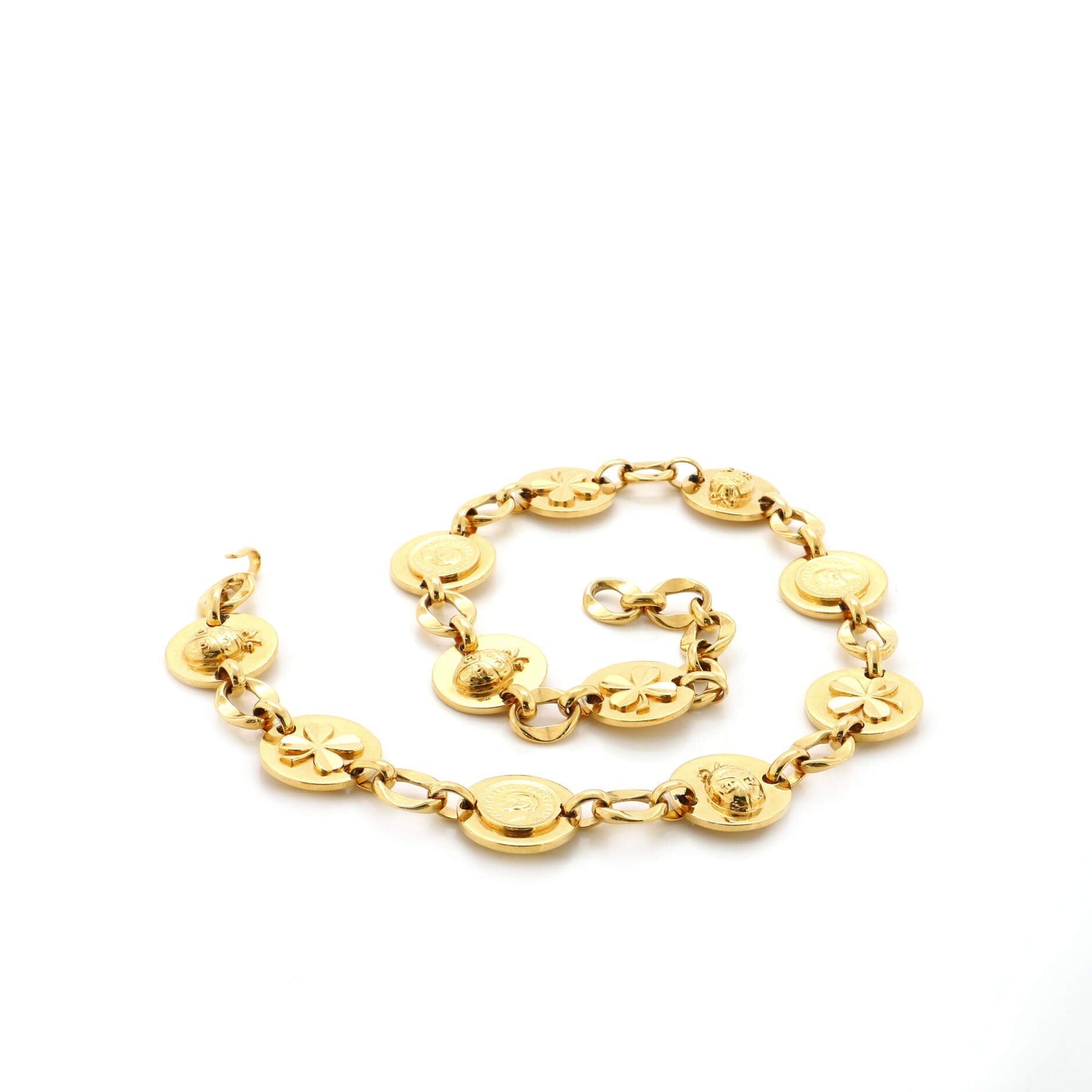 Vintage Round Lucky Charms Chain Belt Metal 5