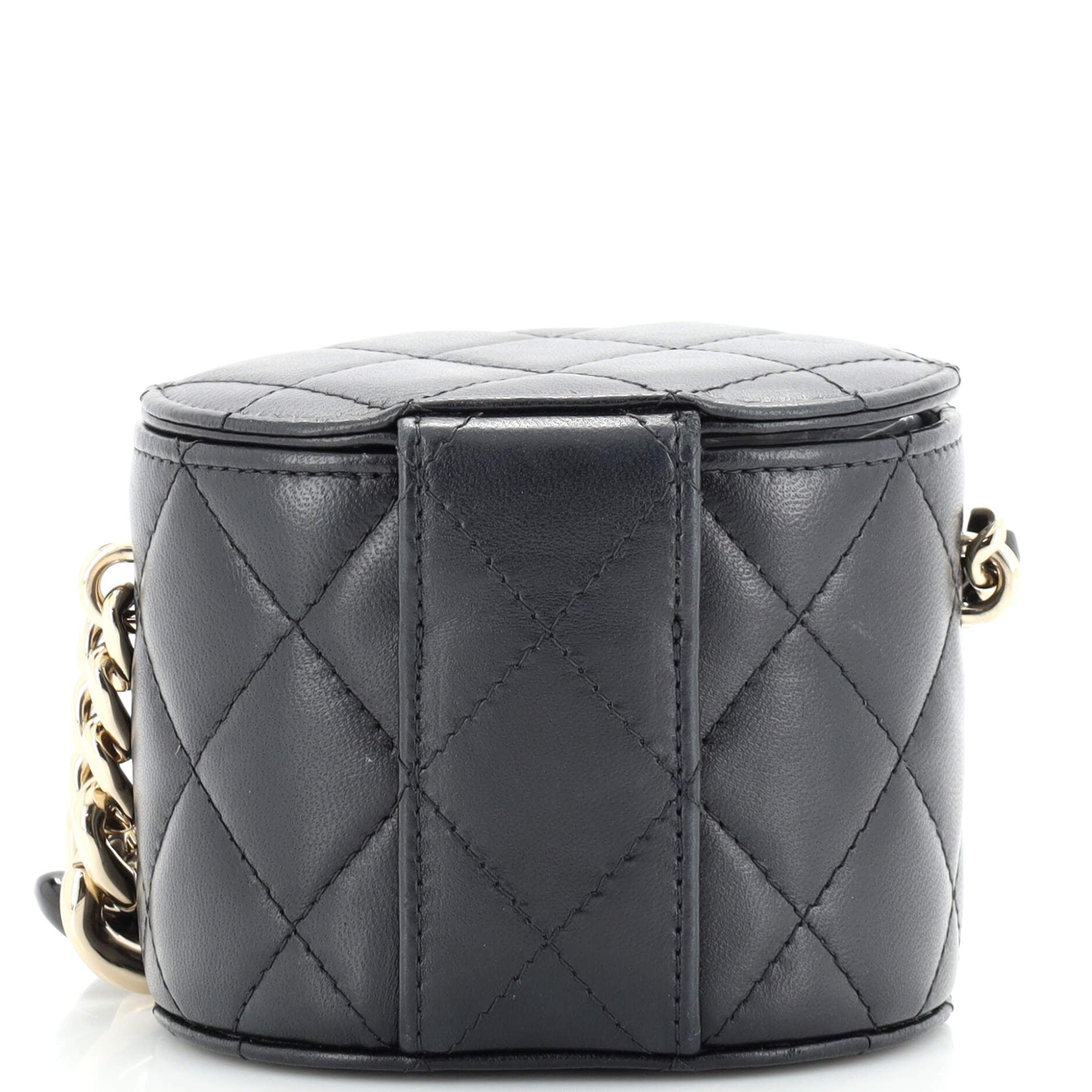 Resin Elegant Chain Tubular Vanity Case Quilted Lambskin Mini
