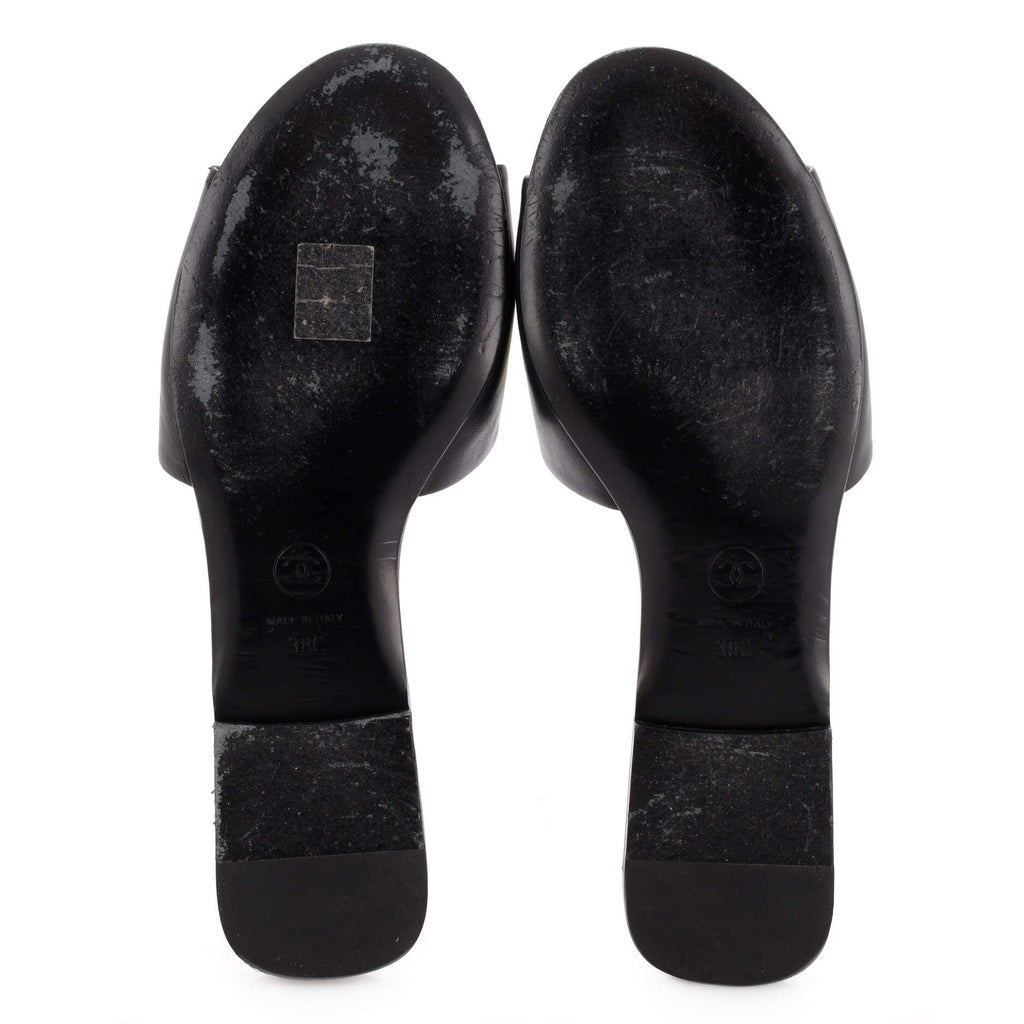 Women's CC Slide Sandals Leather with Faux Pearls