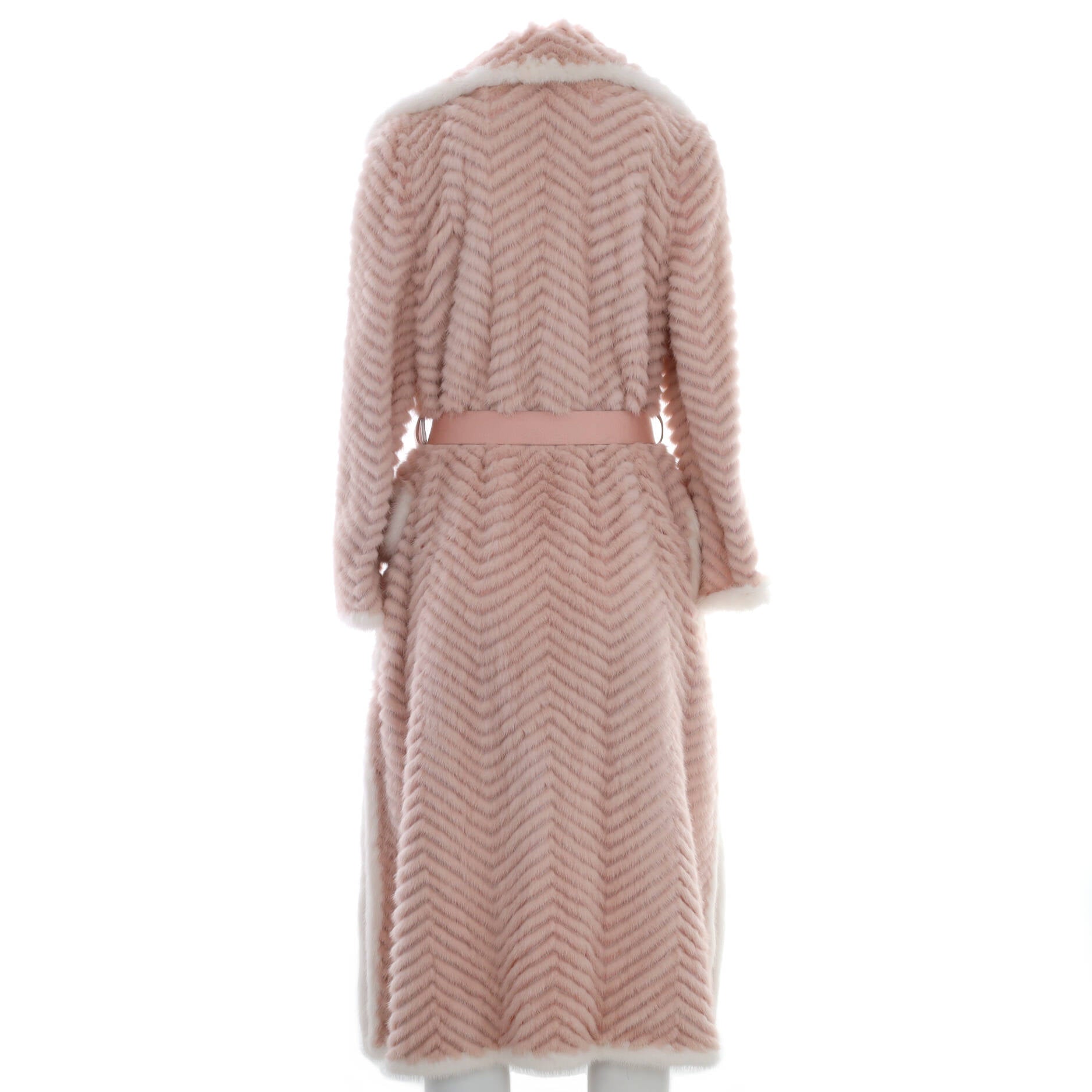 Women's Double Breasted Belted Trench Coat Chevron Mink