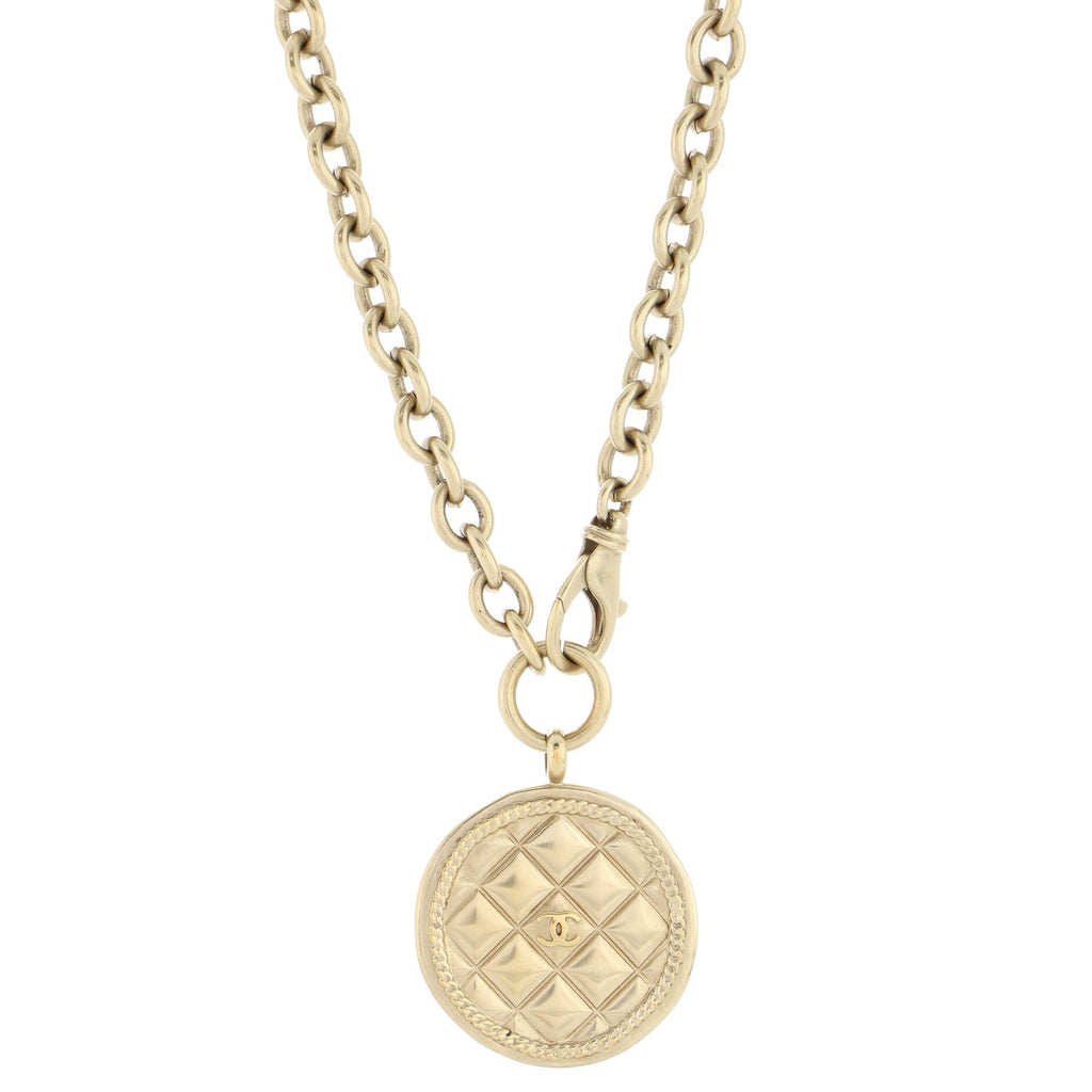 CC Medallion Quilted Pendant Necklace Metal 85