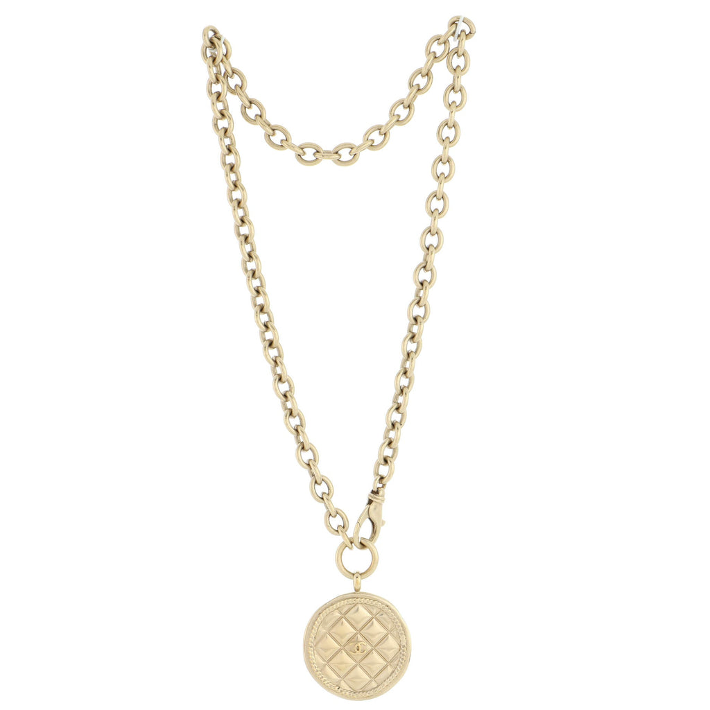 CC Medallion Quilted Pendant Necklace Metal 85