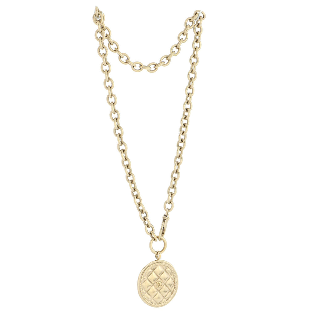 CC Medallion Quilted Pendant Necklace Metal 85