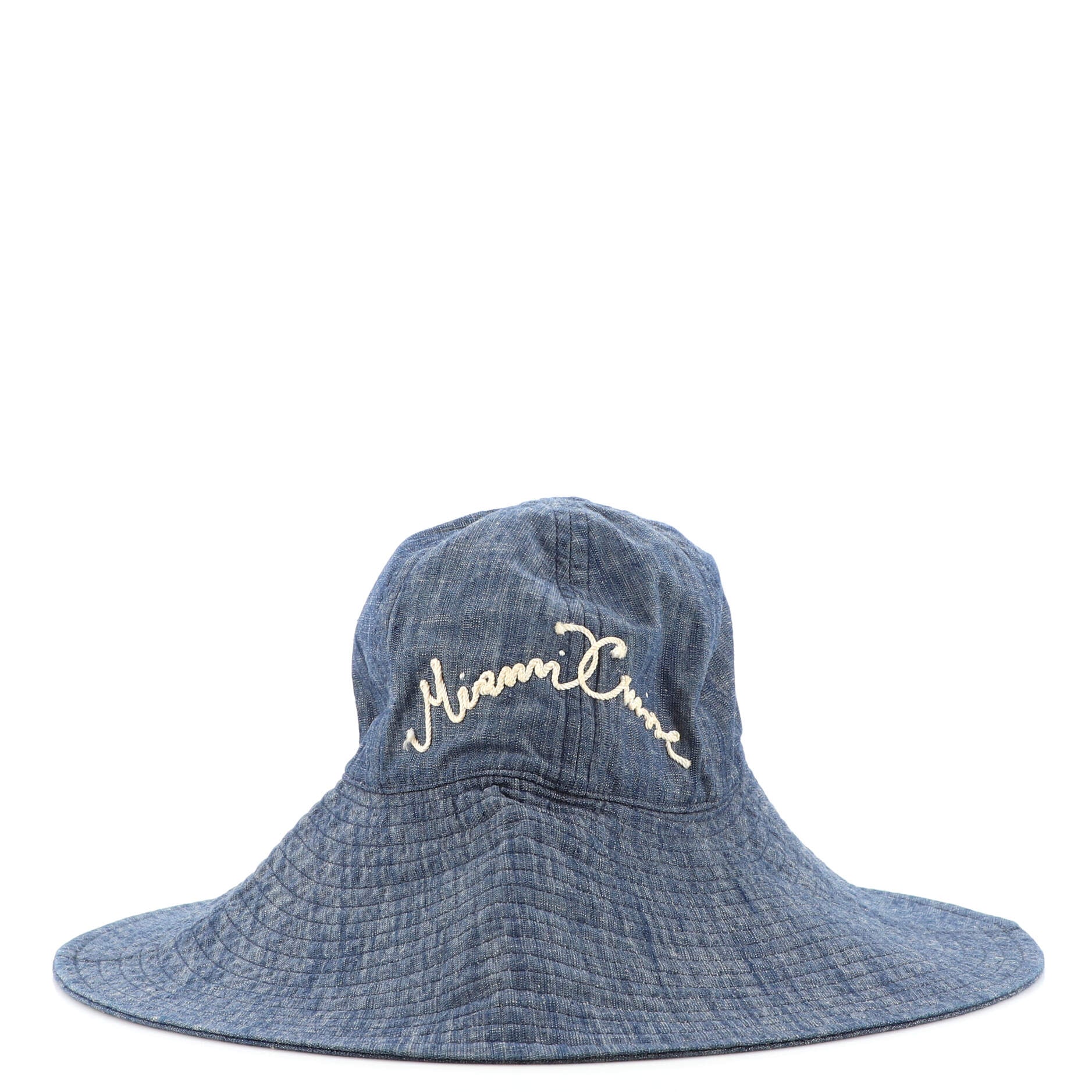 Sun Hat Embroidered Denim Medium