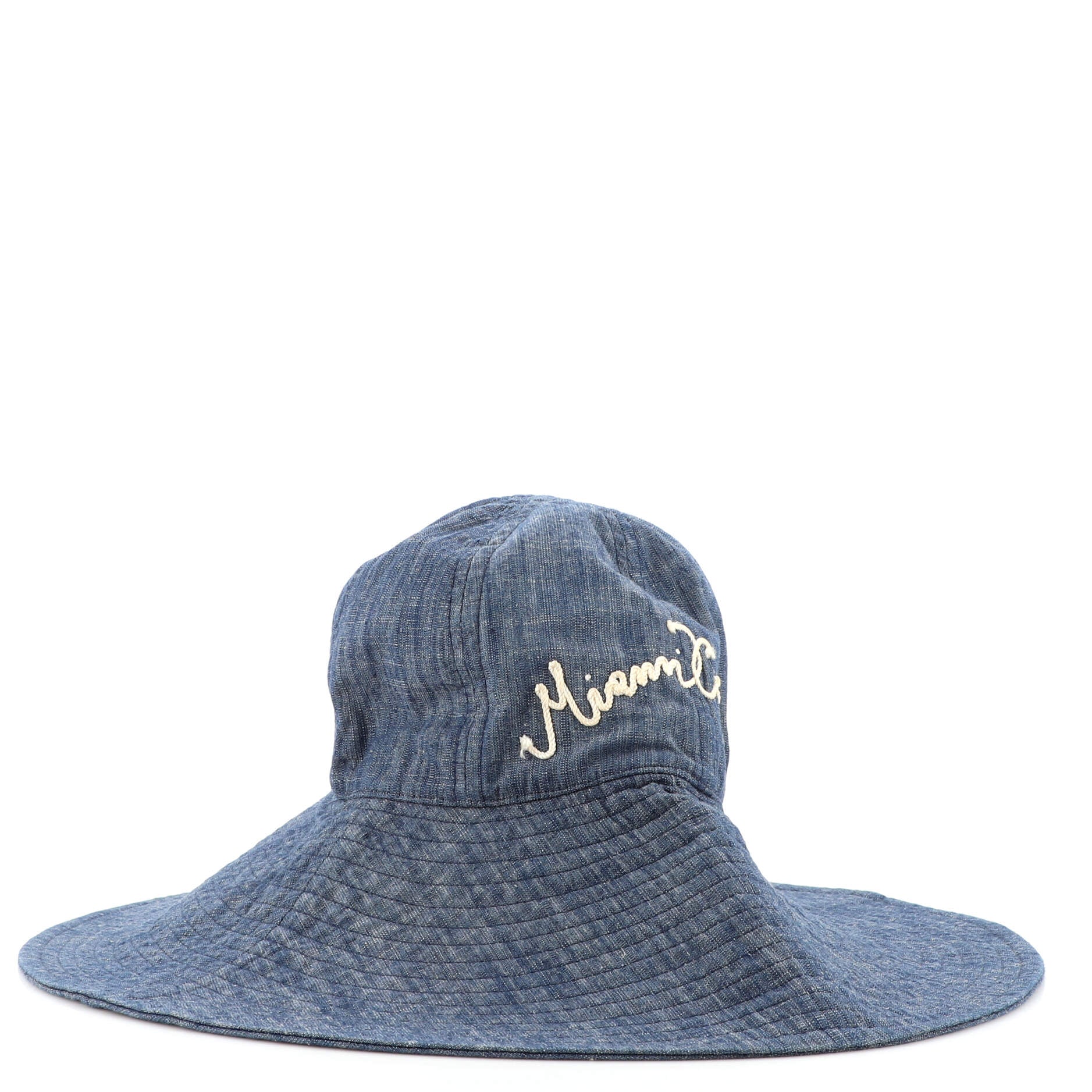 Sun Hat Embroidered Denim Medium
