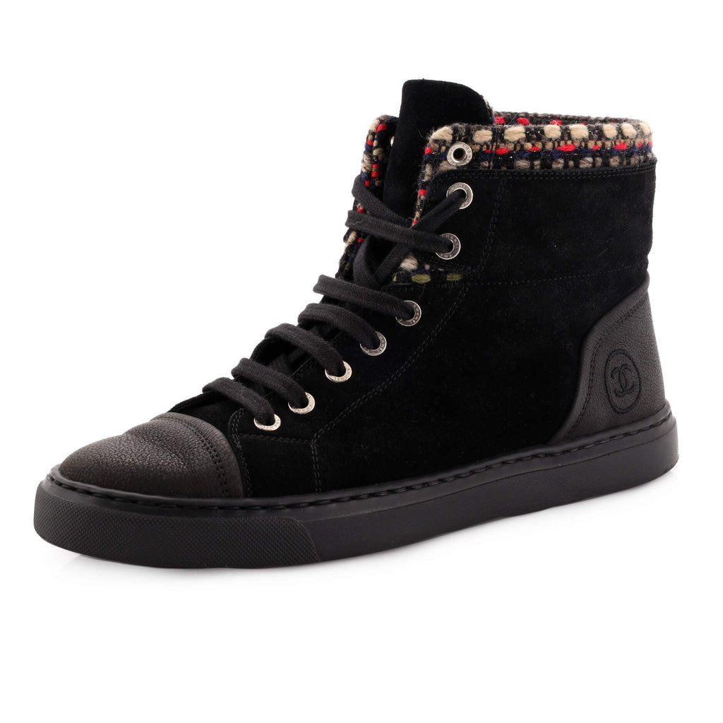 Women's High-Top Wedge Sneakers Suede with Tweed