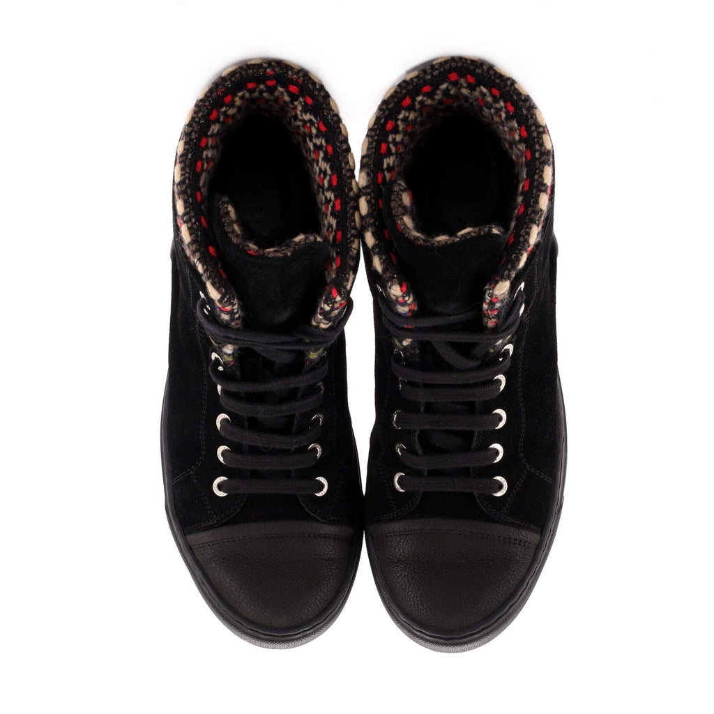 Women's High-Top Wedge Sneakers Suede with Tweed