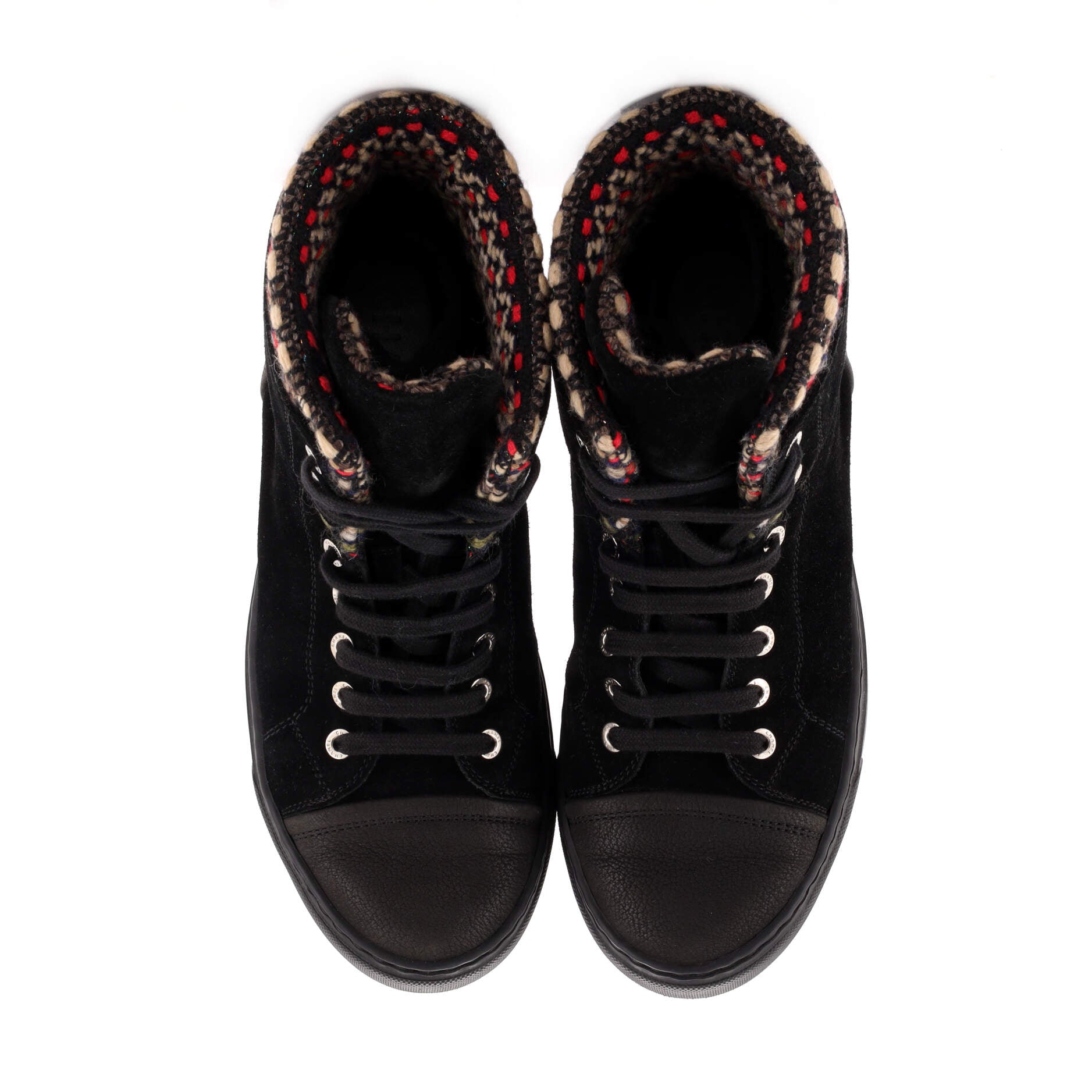 Women's High-Top Wedge Sneakers Suede with Tweed