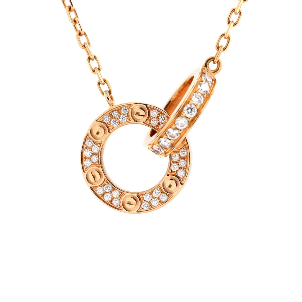 Love Interlocking Pave Necklace 18K Rose Gold and Diamonds