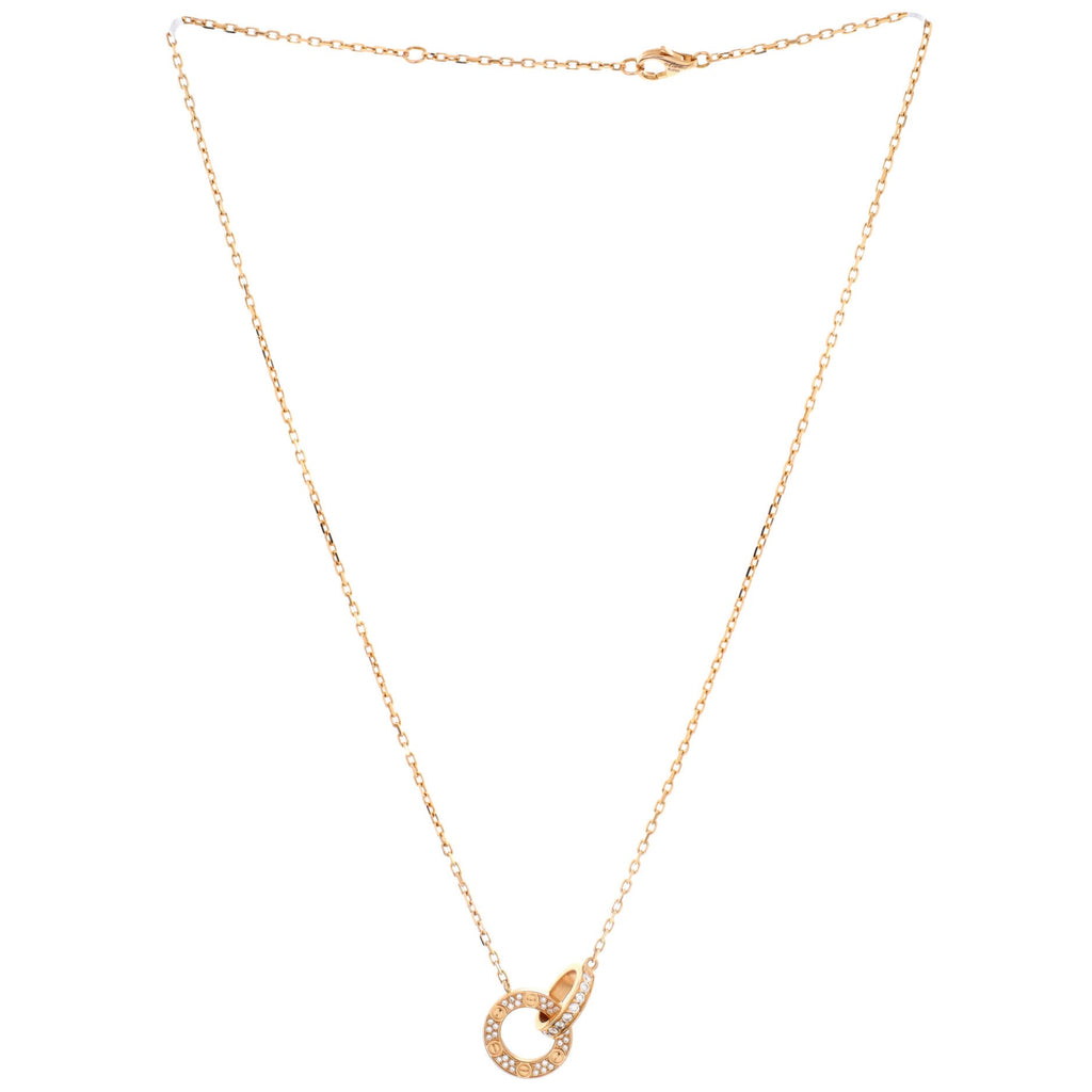 Love Interlocking Pave Necklace 18K Rose Gold and Diamonds