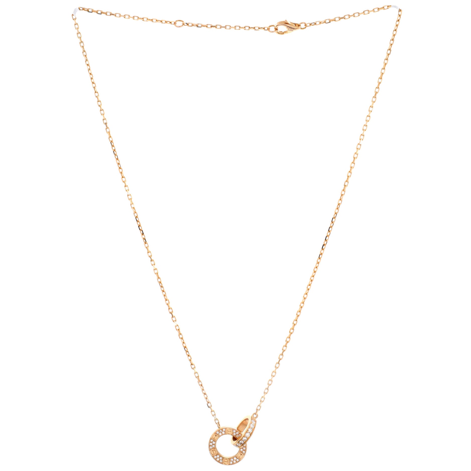 Love Interlocking Pave Necklace 18K Rose Gold and Diamonds