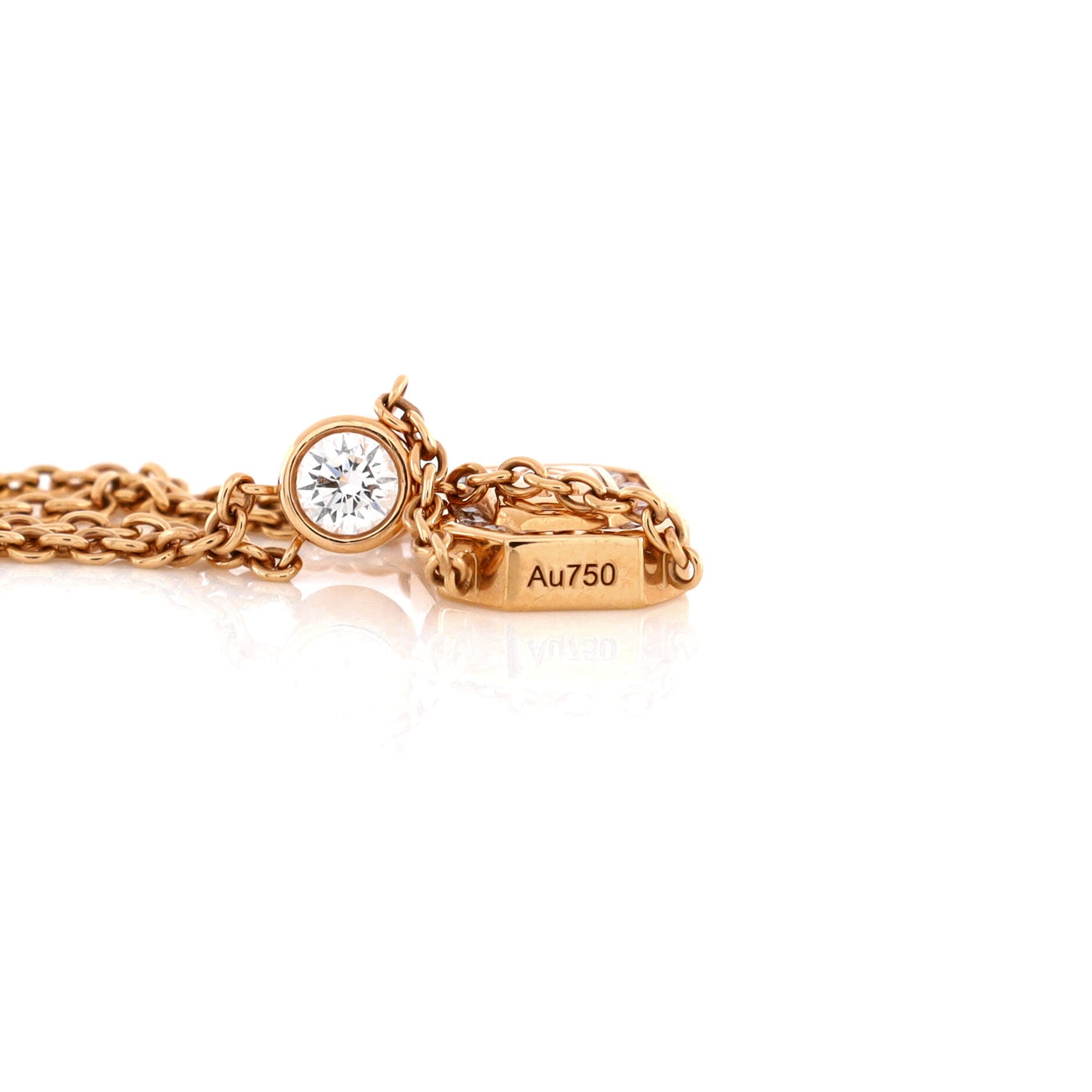 HW Logo Chain Bracelet 18K Rose Gold with Diamonds