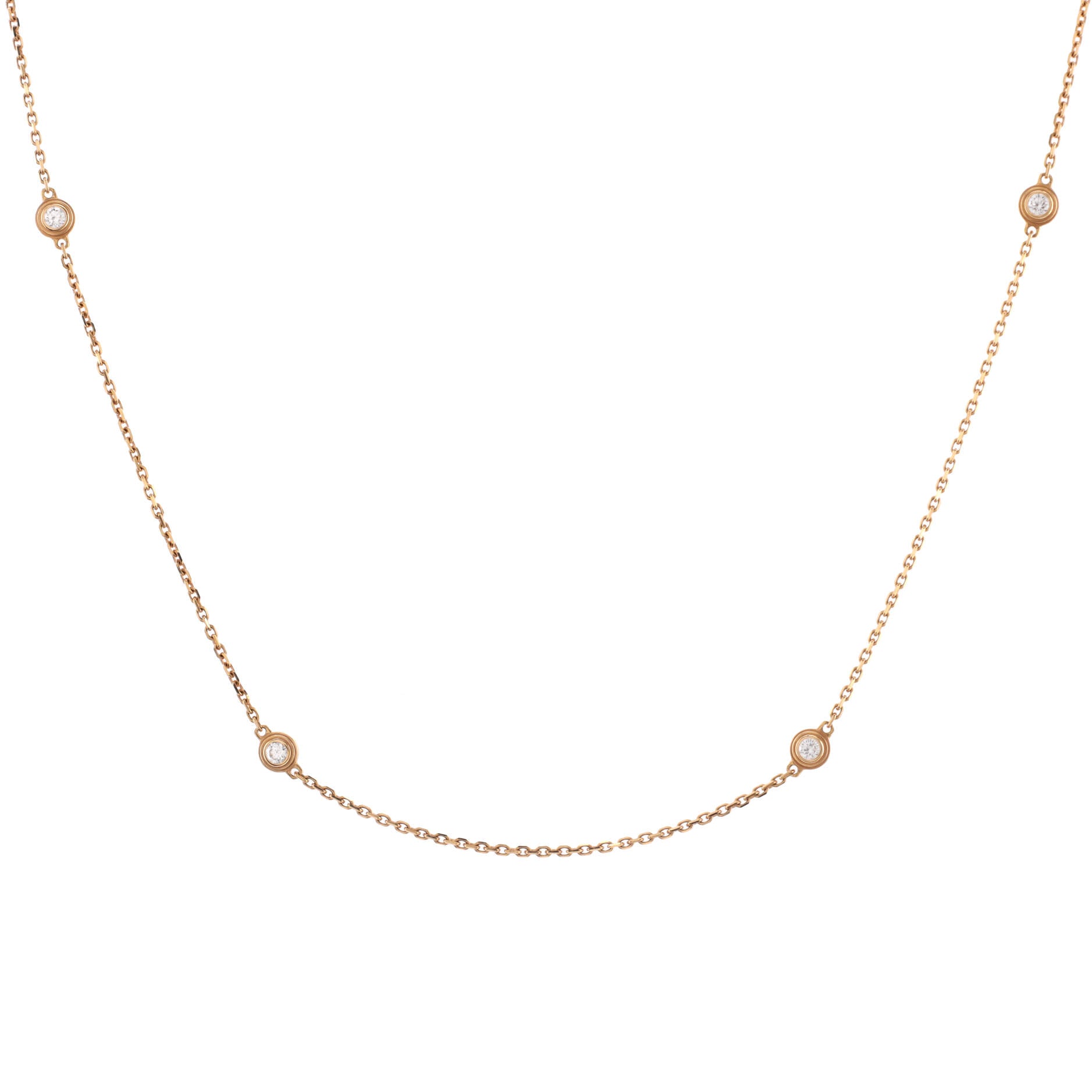 D'Amour 6 Diamonds Station Necklace 18K Rose Gold and Diamonds