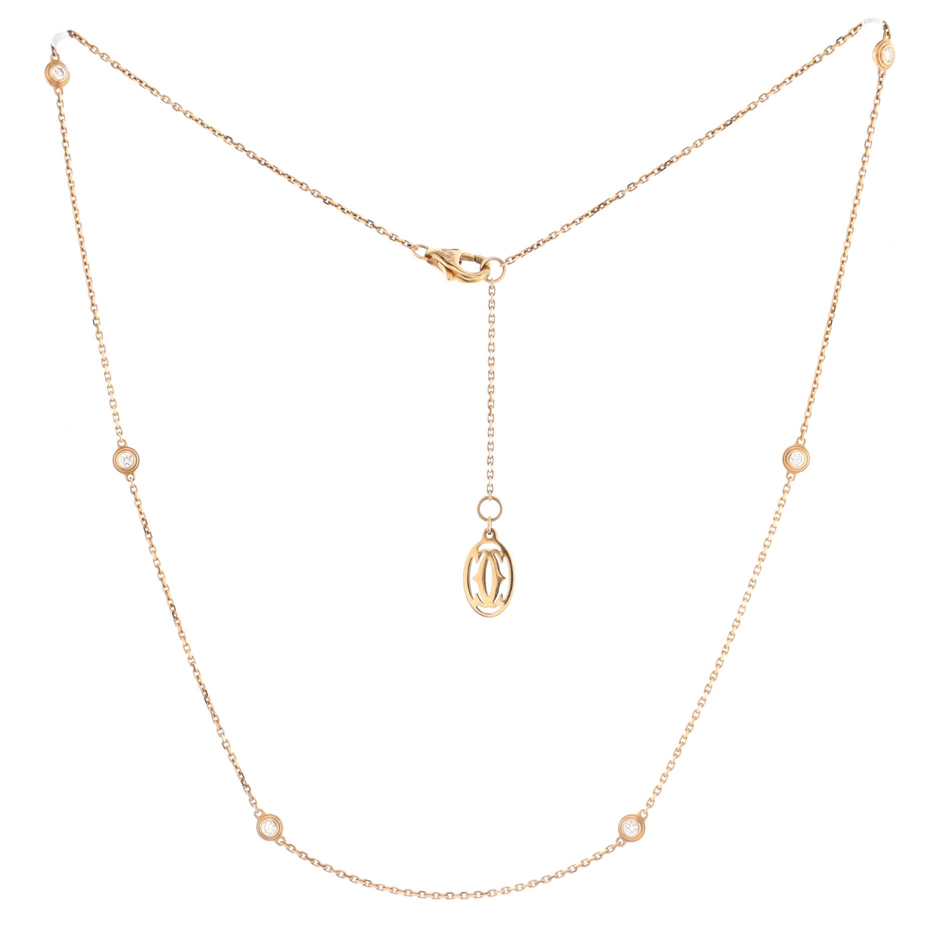 D'Amour 6 Diamonds Station Necklace 18K Rose Gold and Diamonds