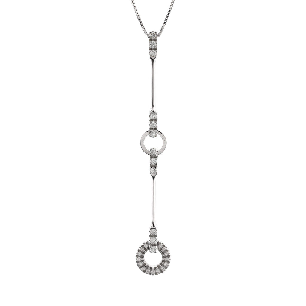 Circle Drop Pendant Necklace 18K White Gold with Diamond